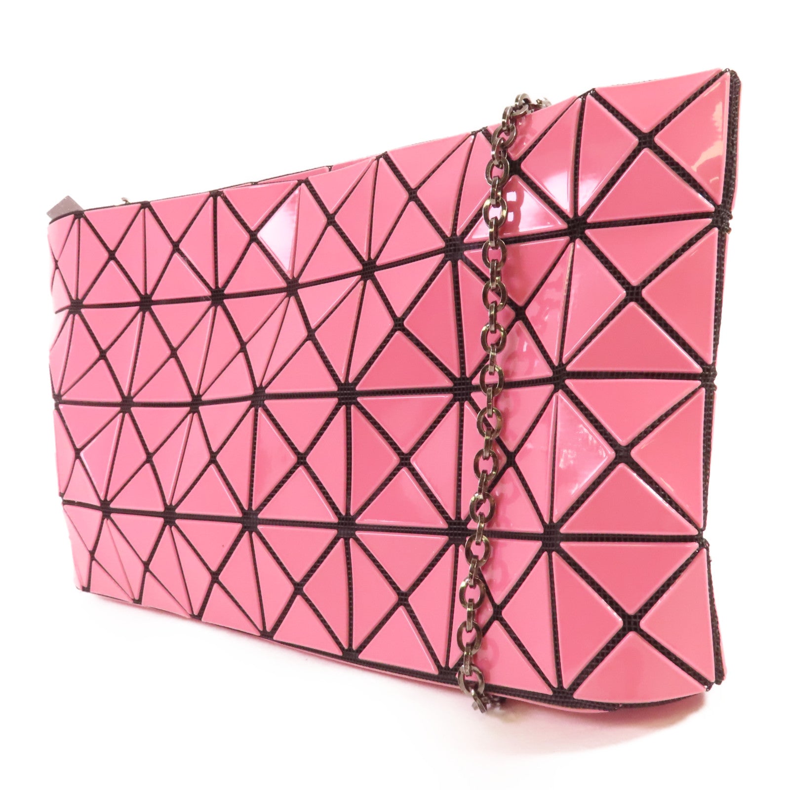 BAO BAO ISSEYMIYAKE PVC Shoulder Bag銀扣鏈帶肩背袋粉紅色