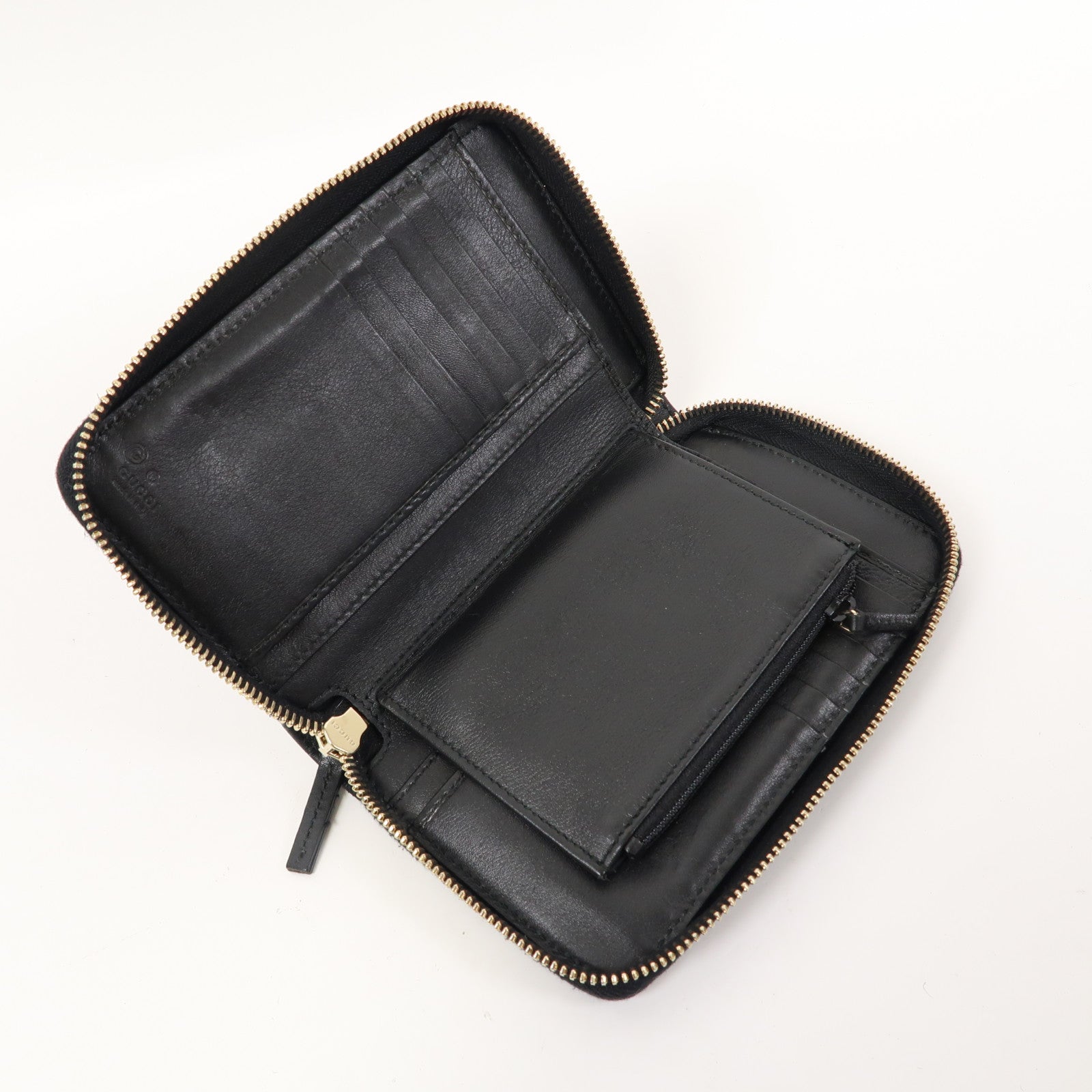 GUCCI 【激減優惠】牛皮皮革Wallet金扣錢包黑色