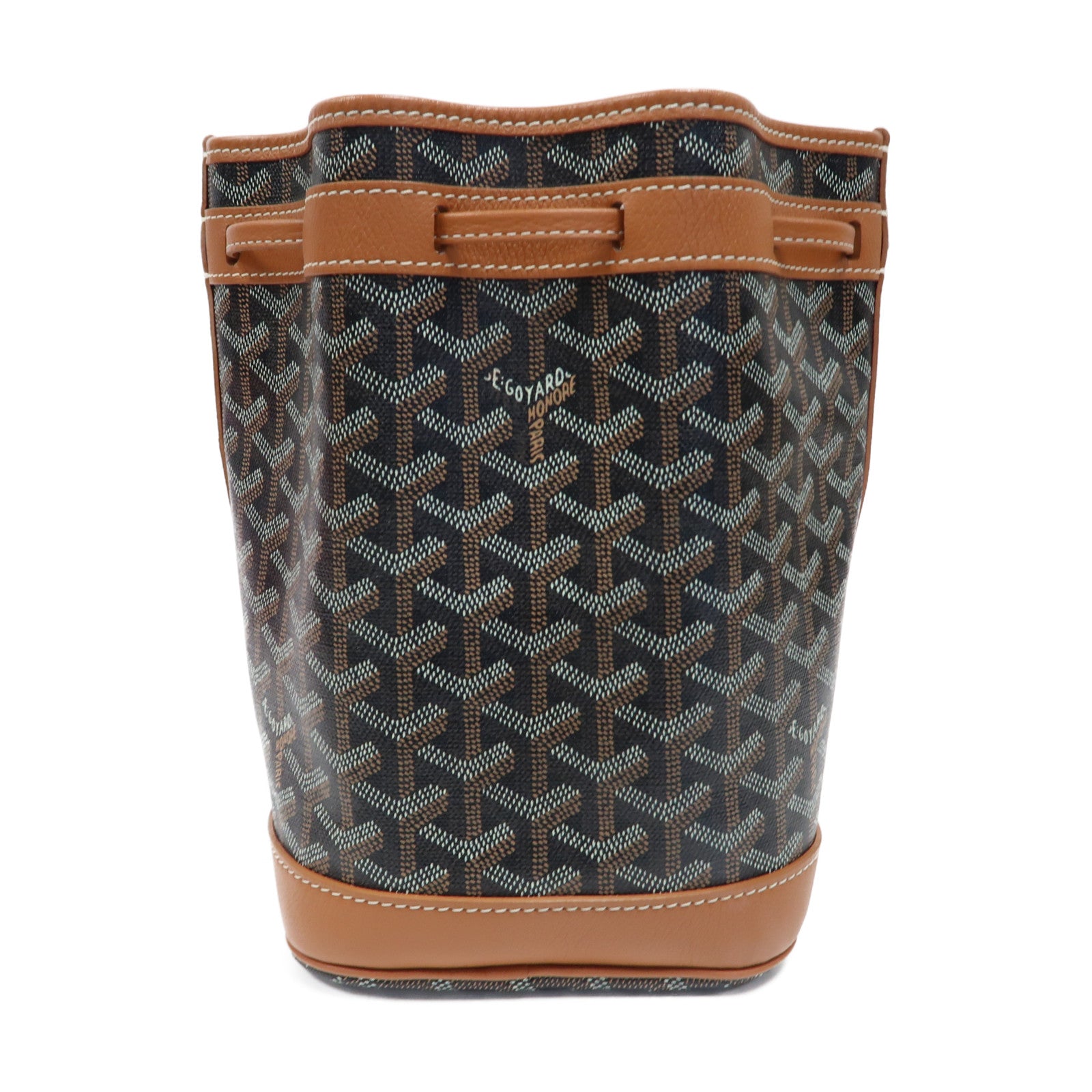 GOYARD 塗層帆布Petit Flot Bucket銀扣肩背袋黑色/啡色