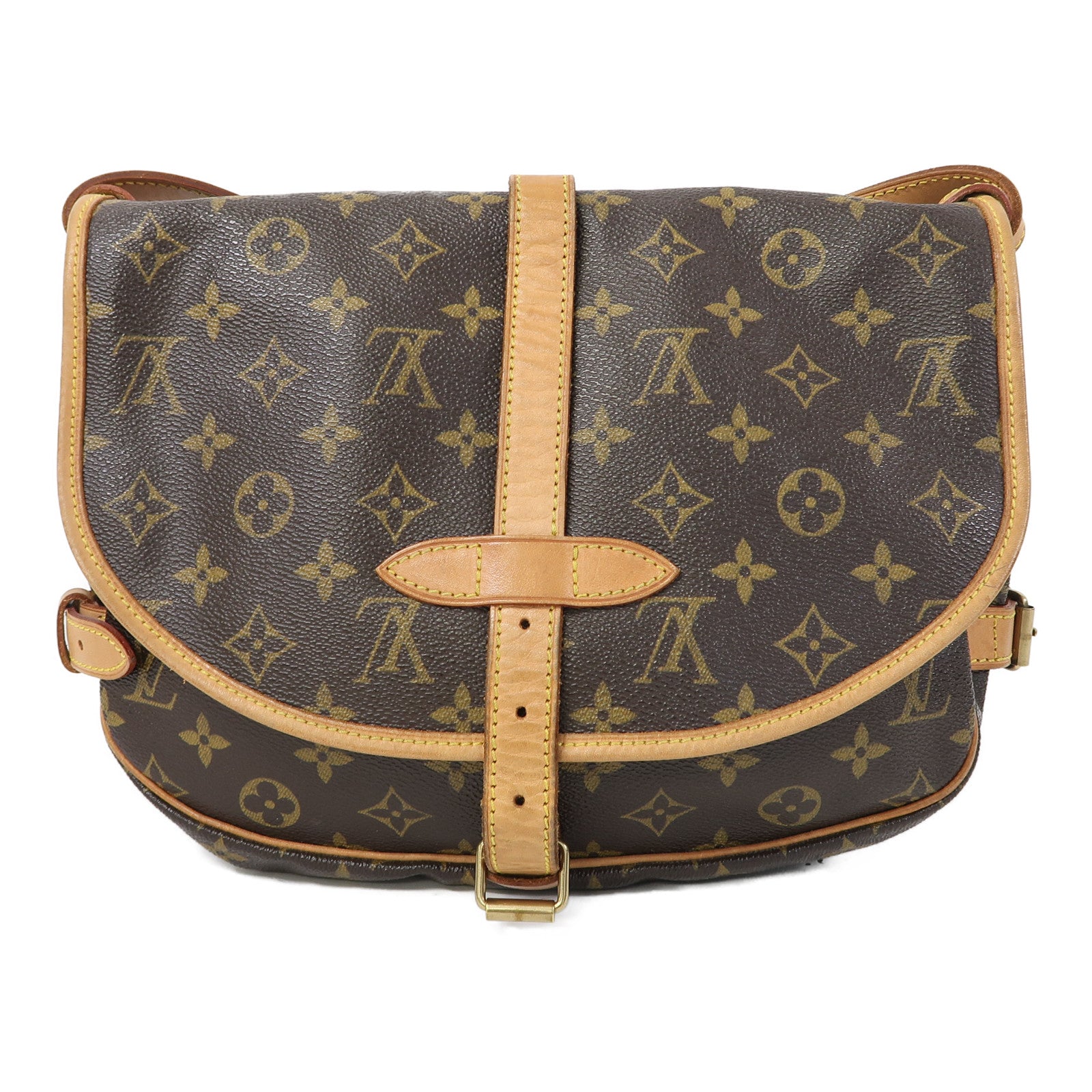 LOUIS VUITTON Monogram Saumur 30金扣肩背袋啡色