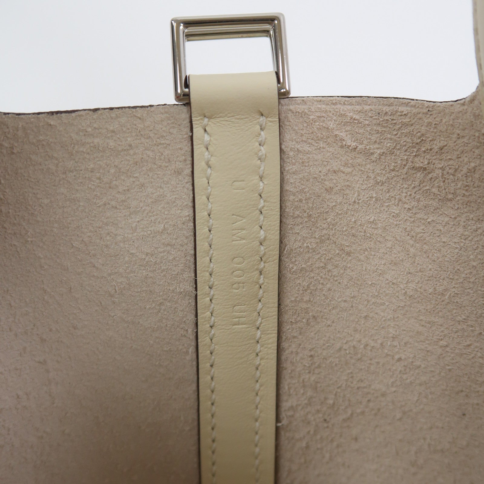 HERMES Swift皮革Picotin Micro Bag銀扣手挽袋奶油白色