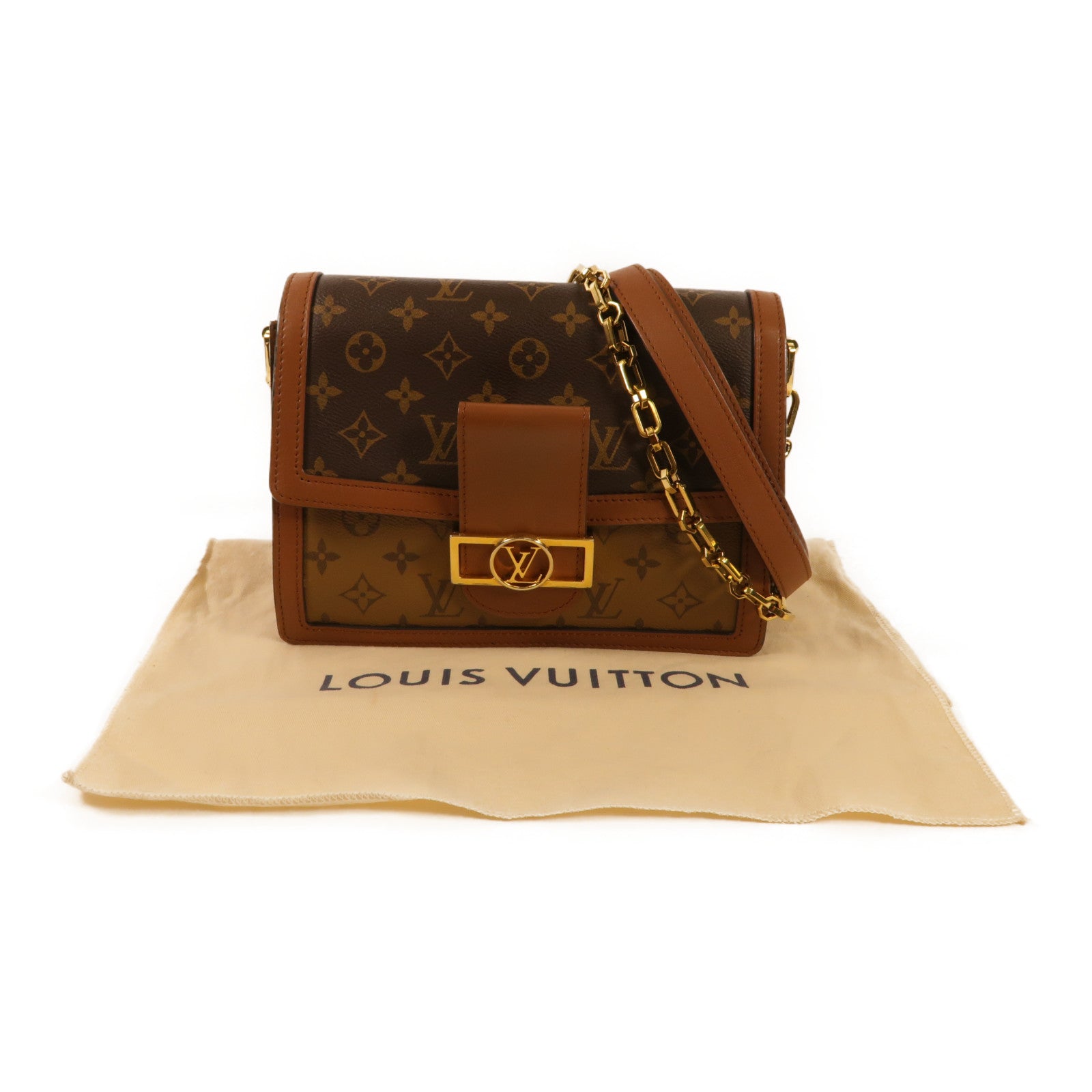 LOUIS VUITTON 【激減優惠】Monogram/Monogram Reverse Dauphine MM金扣手挽肩背兩用袋棕色
