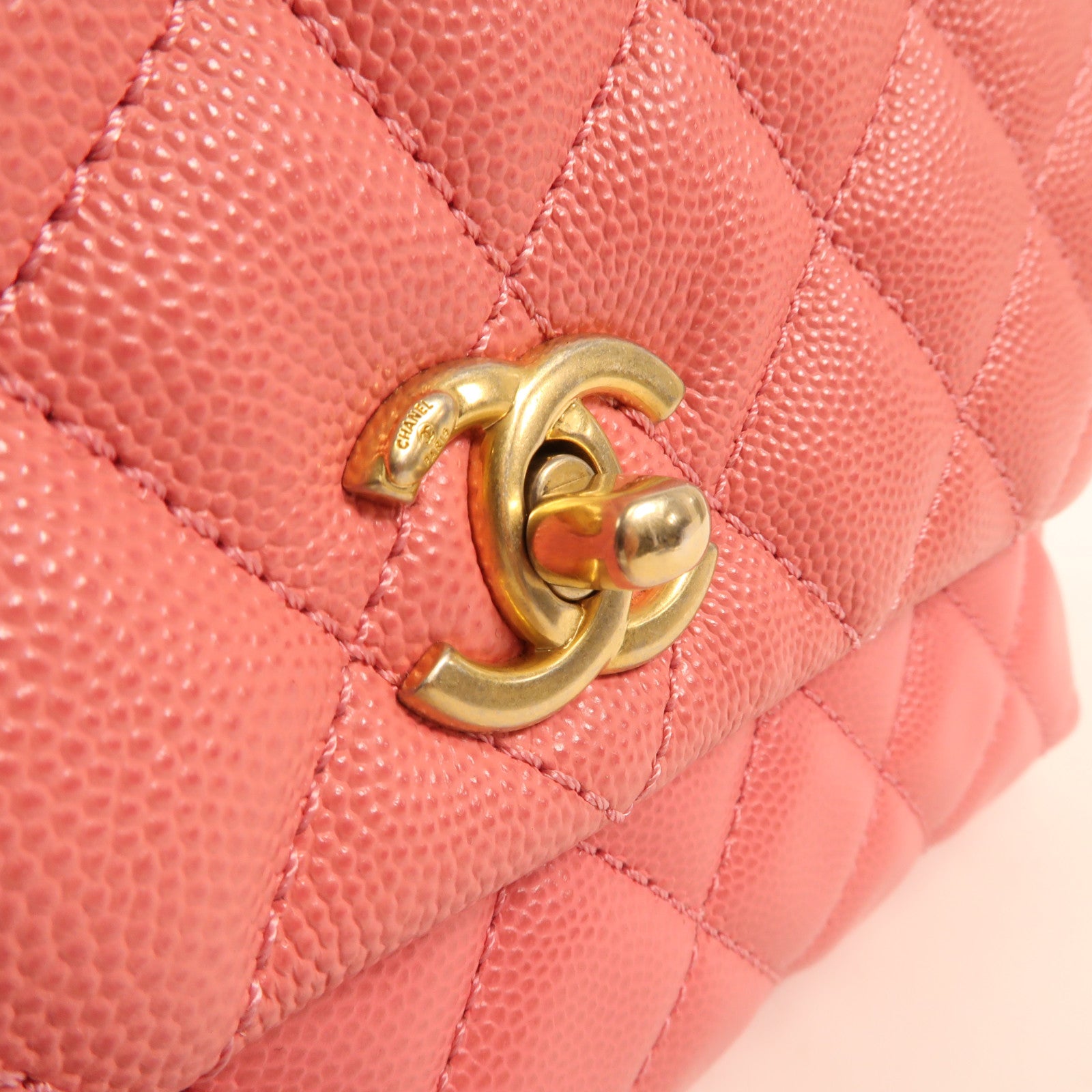 CHANEL 牛皮皮革Coco Handle Small金扣鏈帶手挽肩背兩用袋