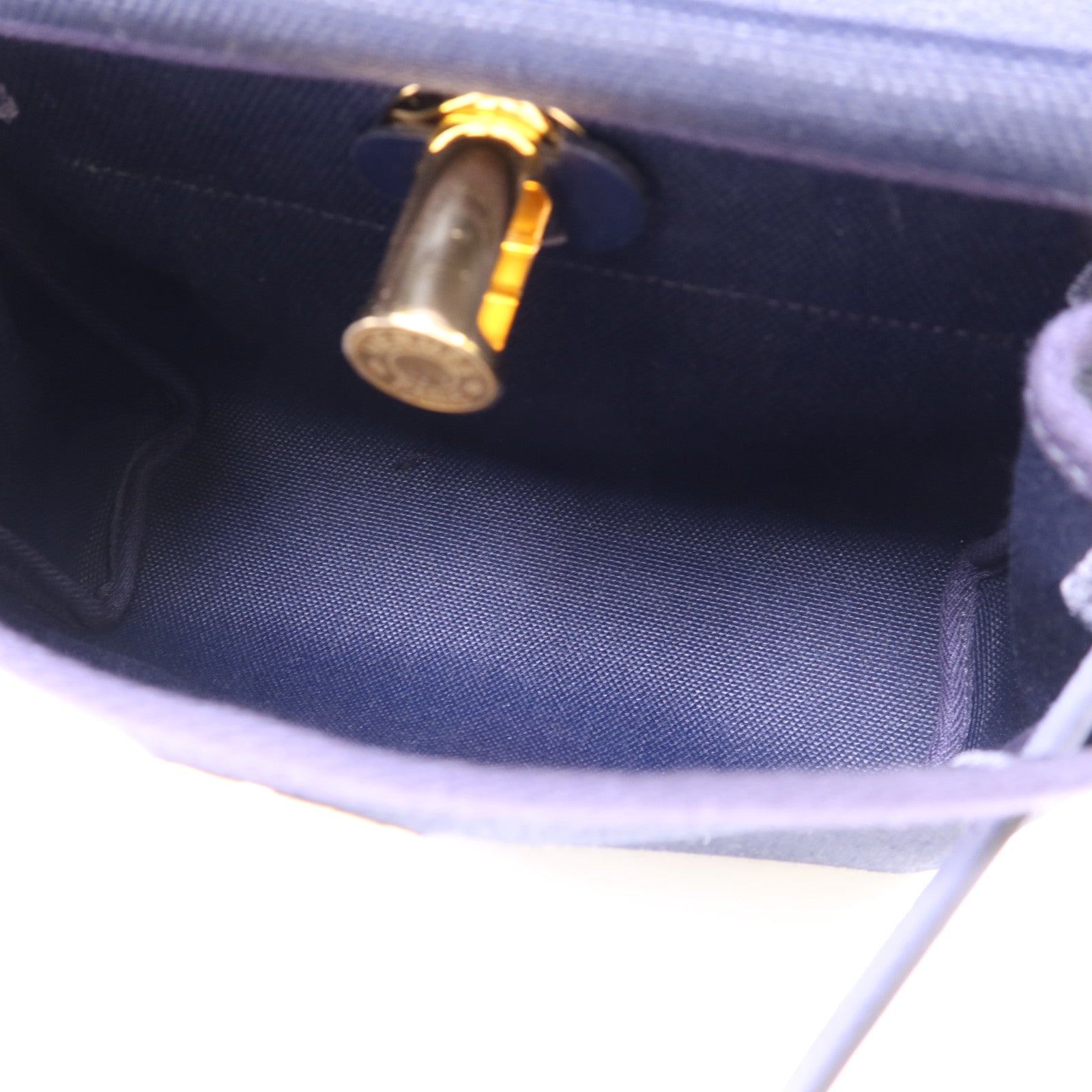 HERMES Toile H帆布Mini Herbag金扣肩背袋Bleu Indigo