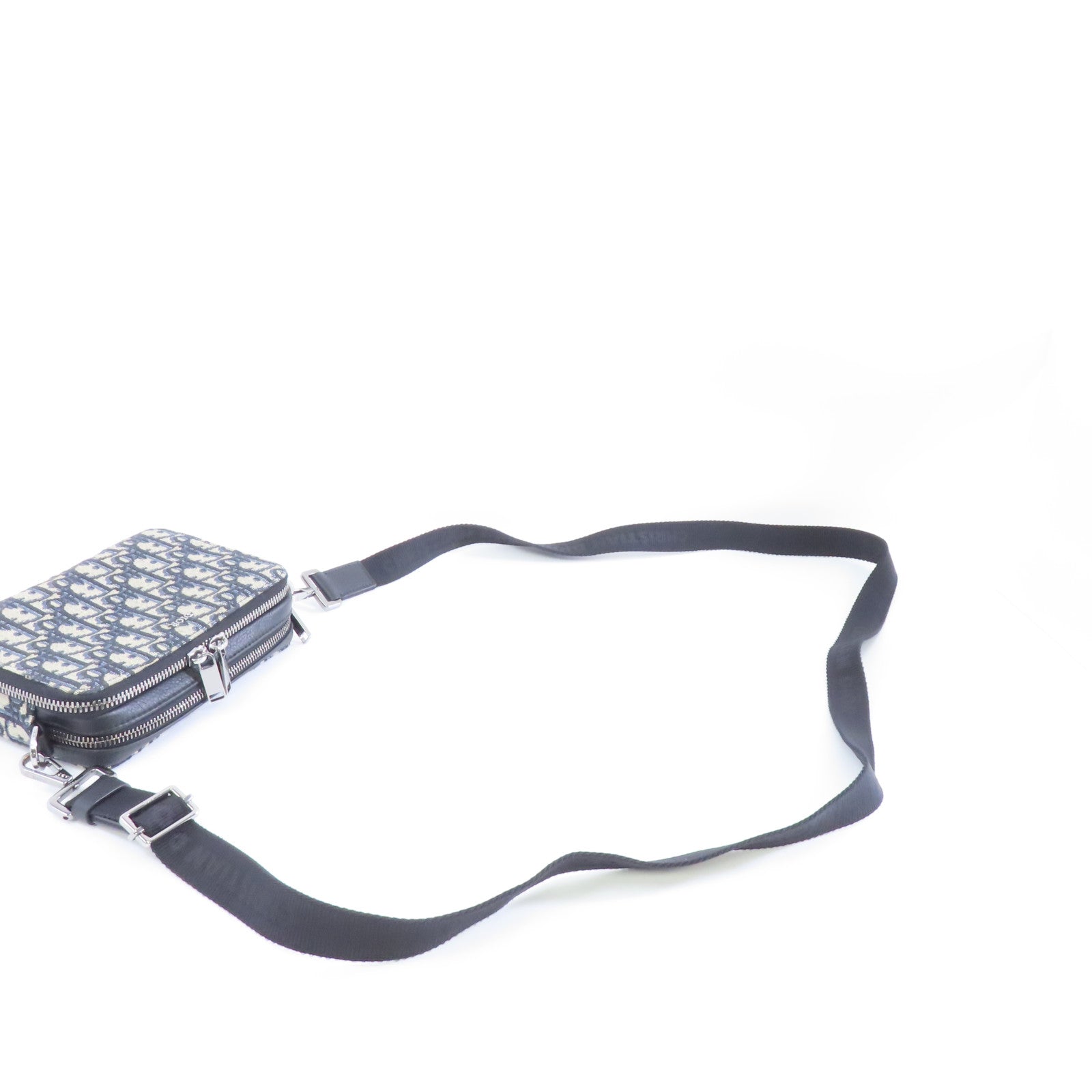 Dior 帆布Zipped Pouch With Strap銀扣肩背袋藍色
