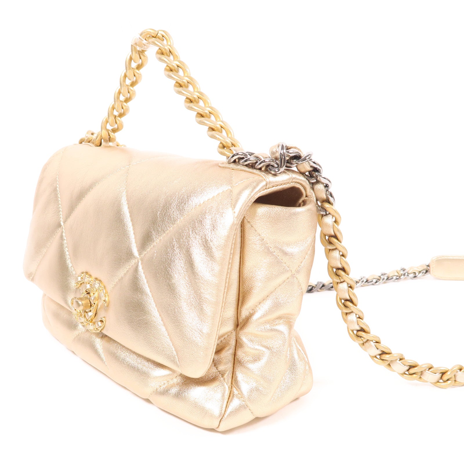 CHANEL 羊皮皮革C19 Small手挽肩背兩用袋