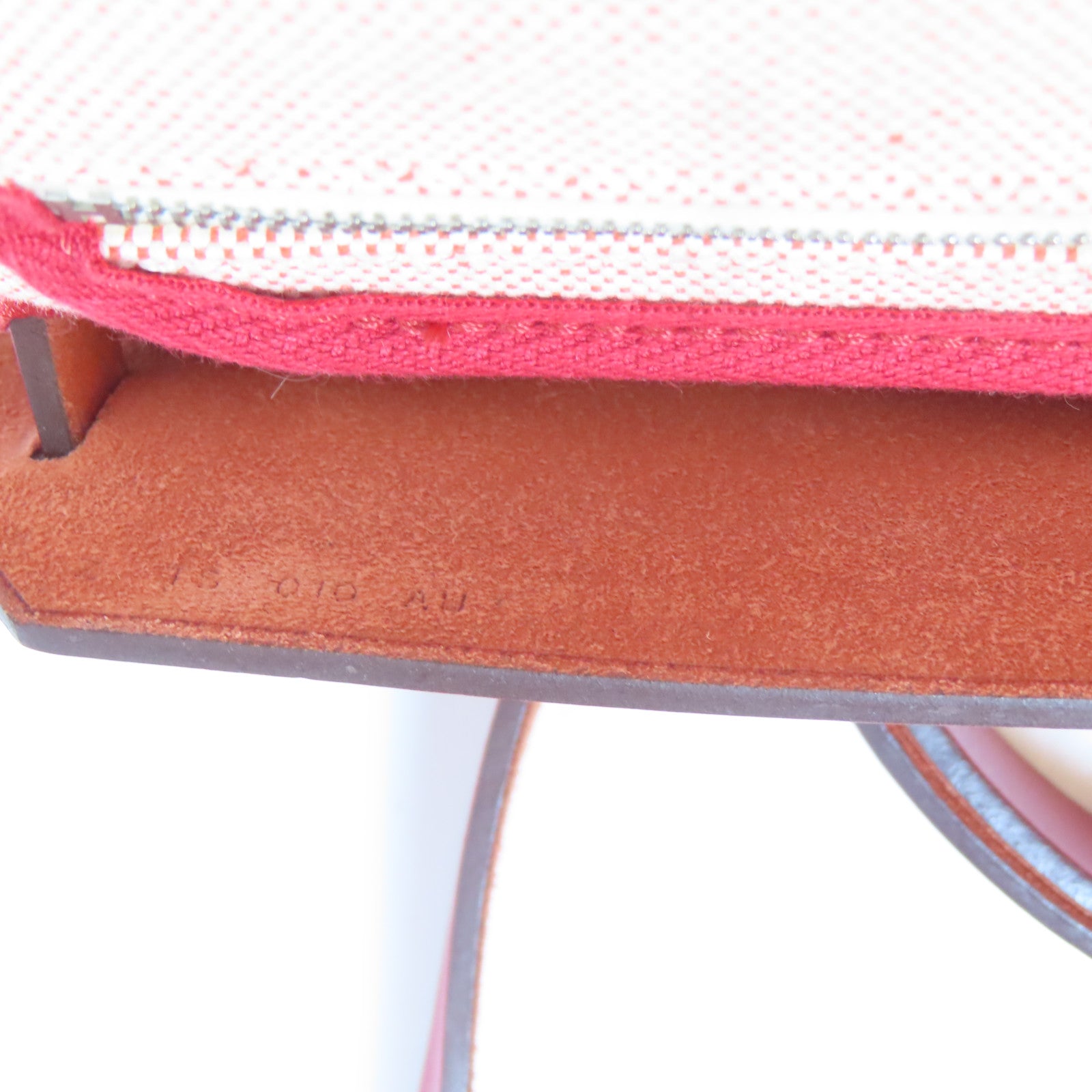 HERMES 帆布Herbag GM 2 Way Shoulder銀扣手挽肩背兩用袋紅色/米色