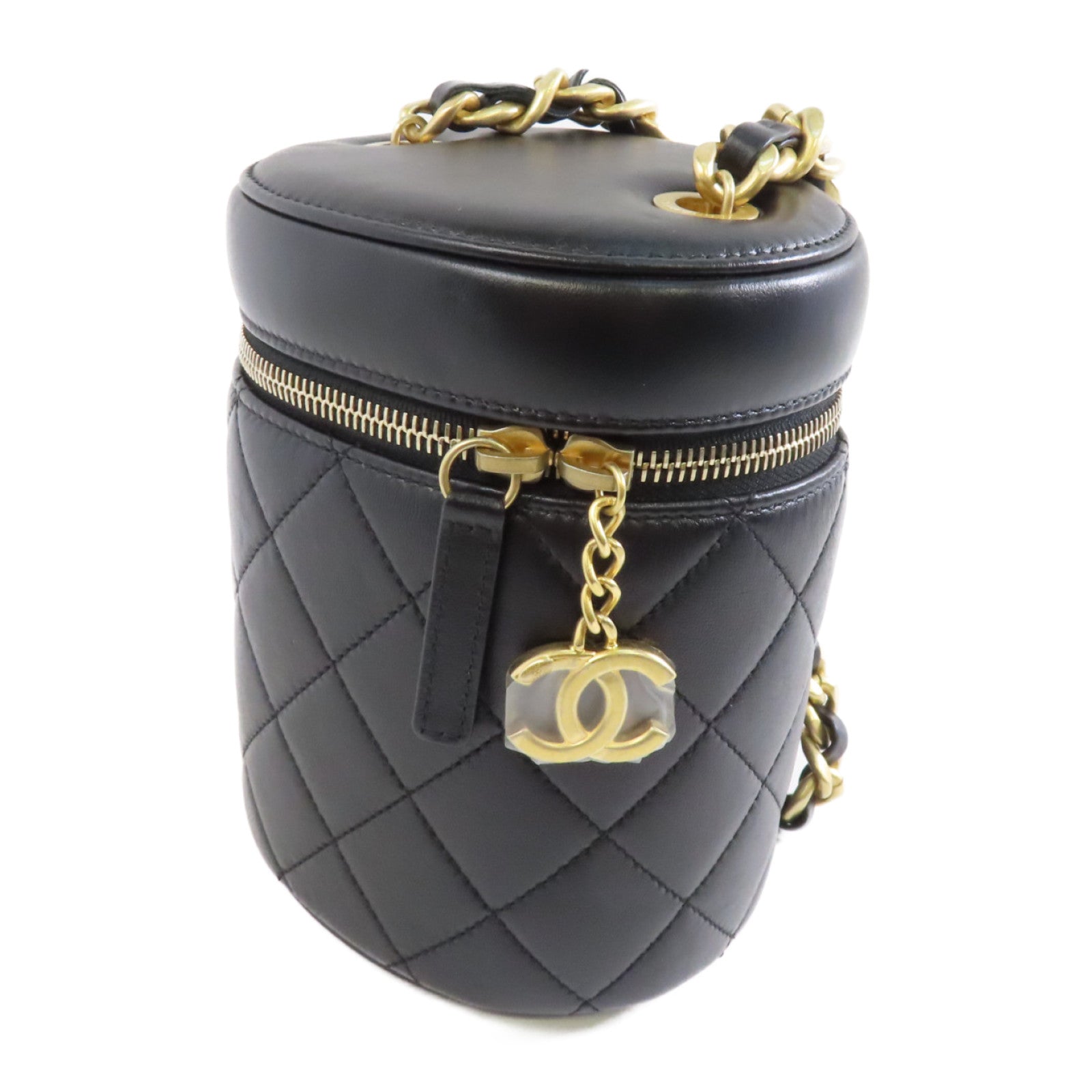 CHANEL (PRICE DOWN) Quilted CC GHW Bucket Bag Chain Shoulder Bag AS3210 Lambskin Black