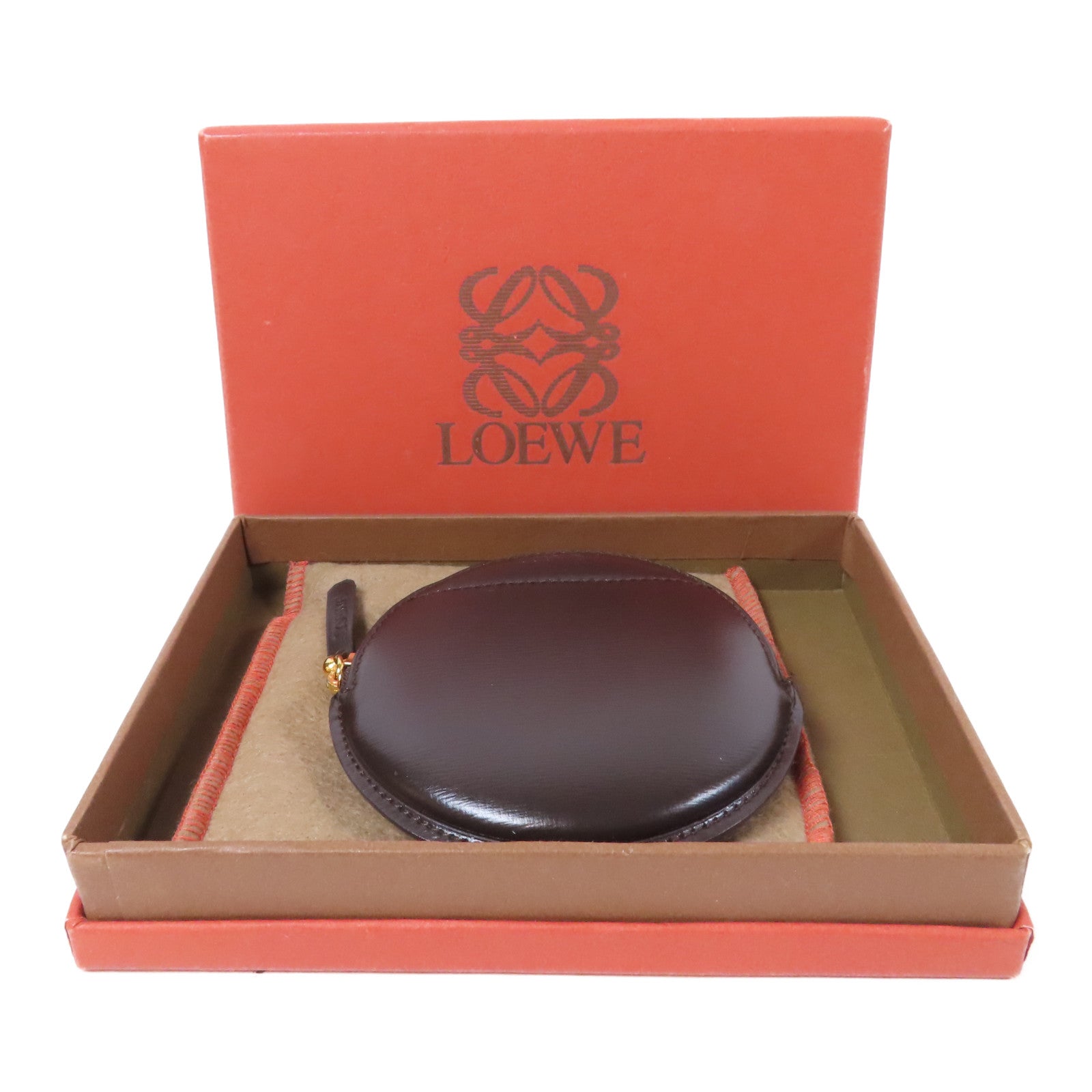 LOEWE 牛皮皮革Coin Case金扣零錢包啡色