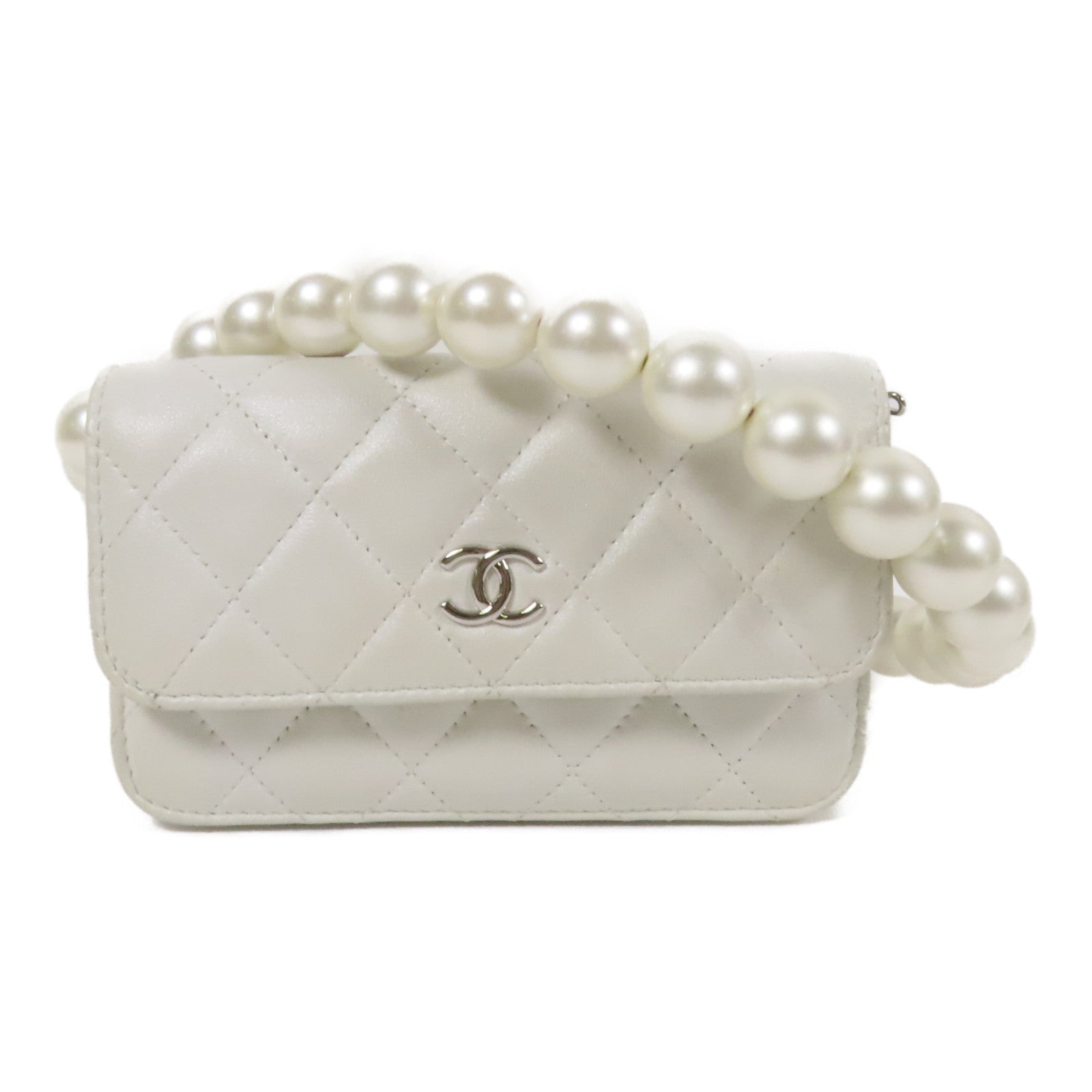 CHANEL 牛皮皮革Shoulder Bag銀扣肩背袋