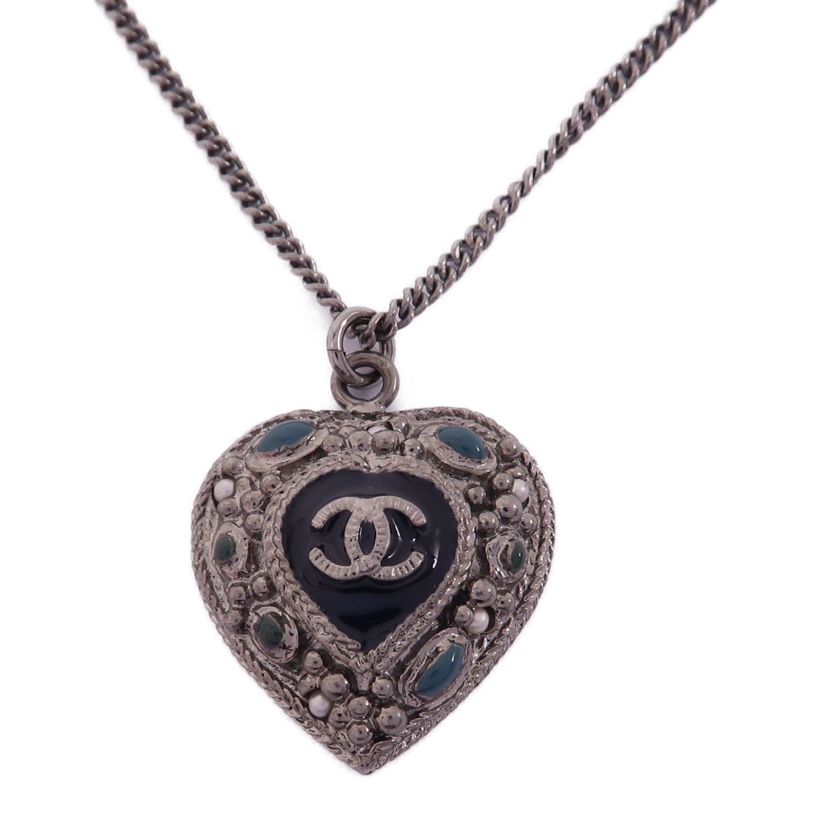 CHANEL 金屬Necklace項鍊銀色/黑色