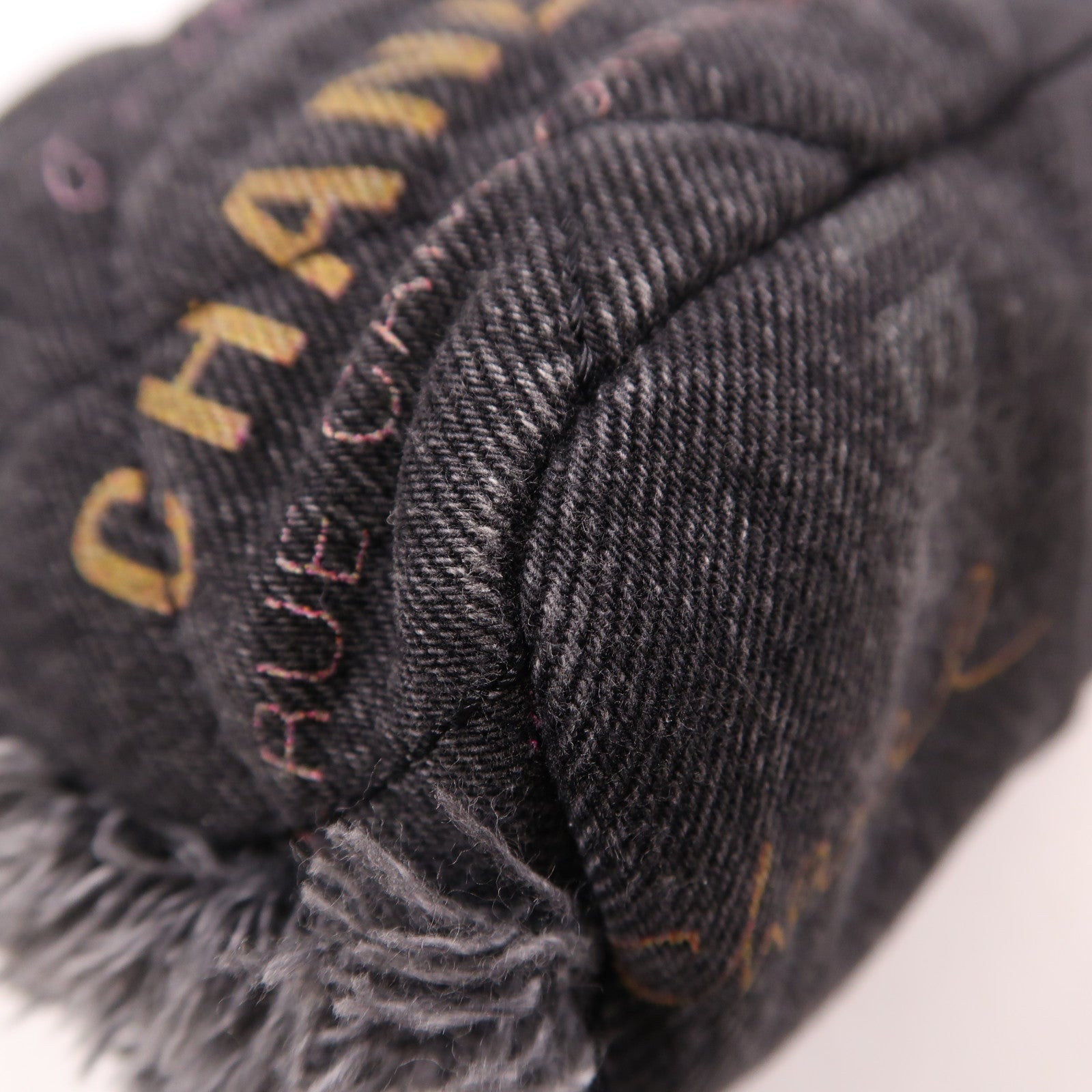 CHANEL 牛仔布Bucket Bag金扣鏈帶肩背袋