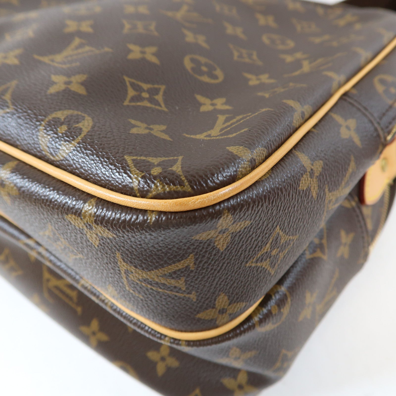 LOUIS VUITTON Monogram Reporter GM金扣肩背袋啡色