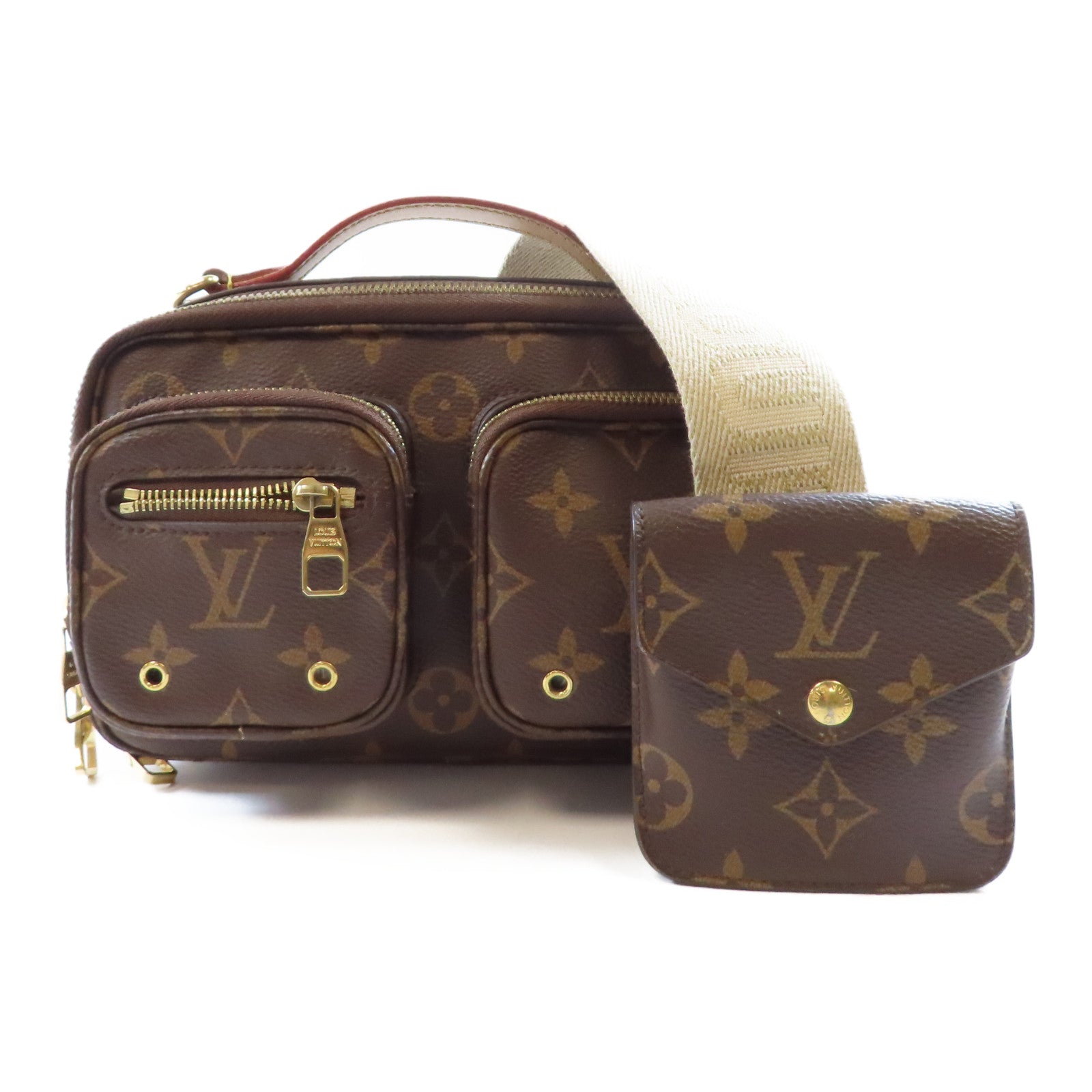 LOUIS VUITTON 【激減優惠】Monogram Utility金扣手挽肩背兩用袋啡色