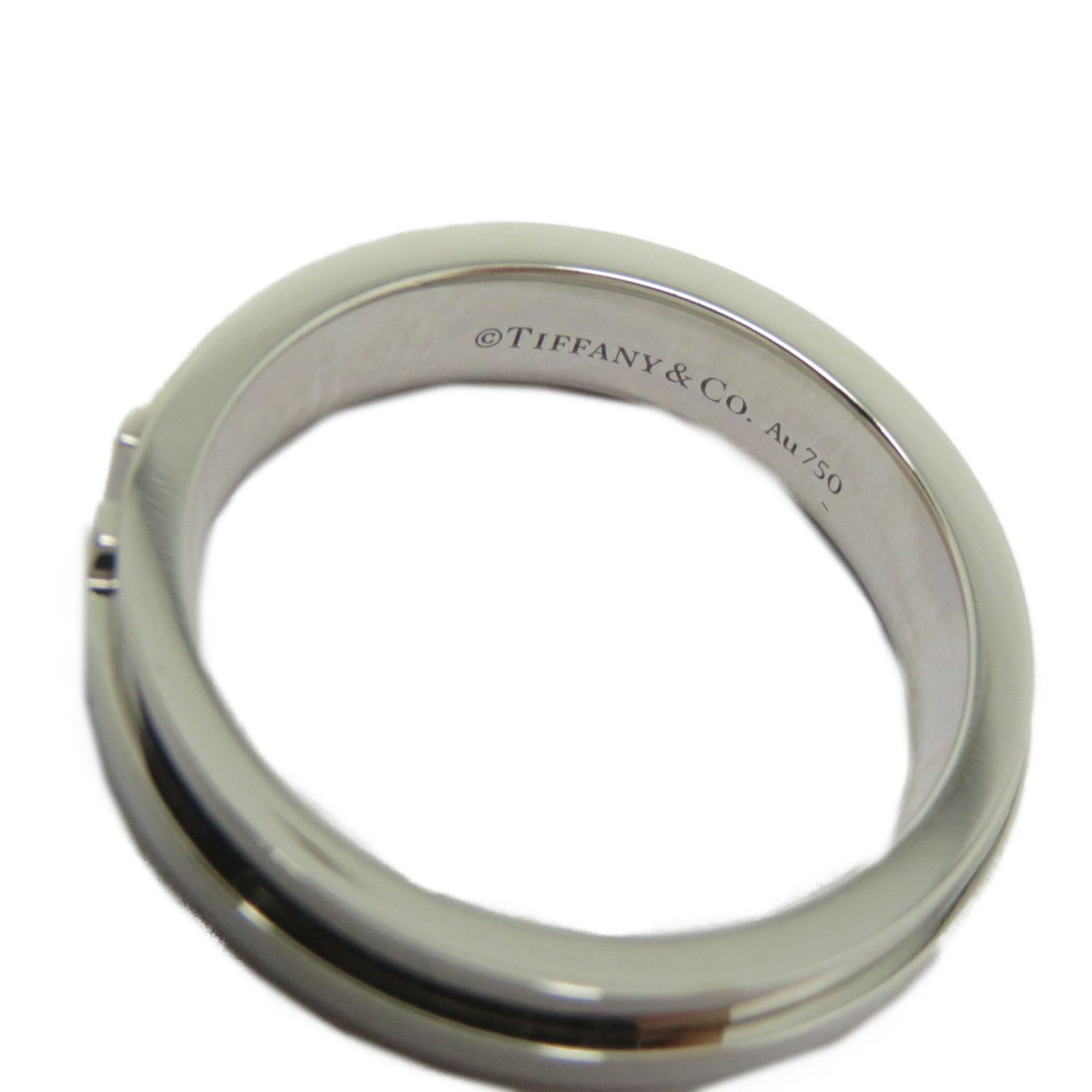 TIFFANY＆CO 18K白金T Two Ring戒指Tiffany#53/US#6.25