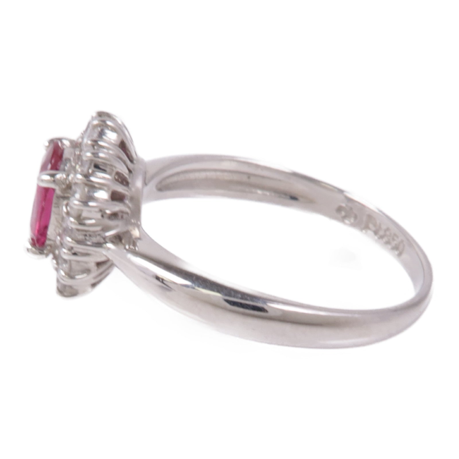 JEWELRY 【激減優惠】PT850鉑金Ruby/Diamond Ring紅寶石/鑽石戒指US#5.75