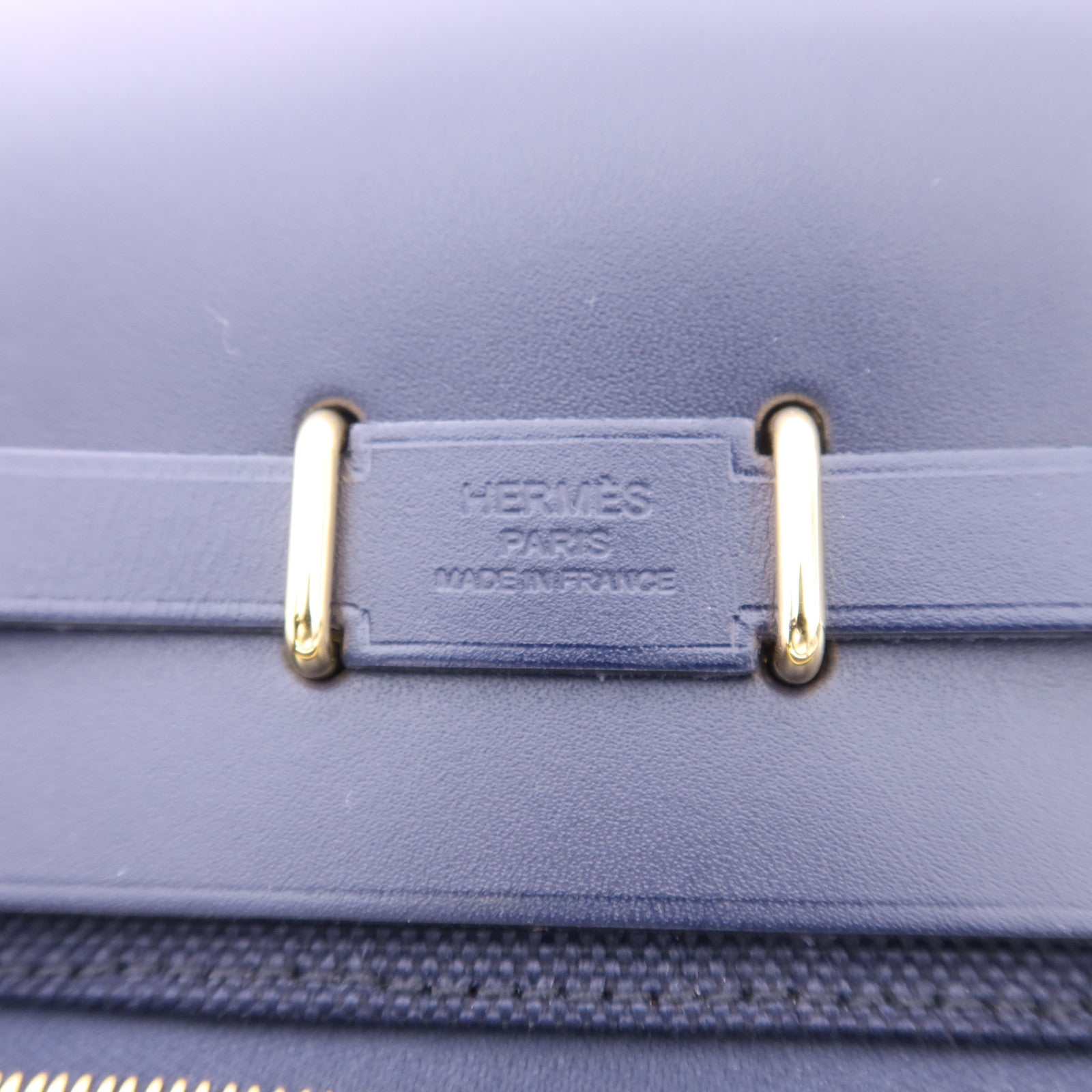 HERMES Toile H帆布Mini Herbag金扣肩背袋Bleu Indigo