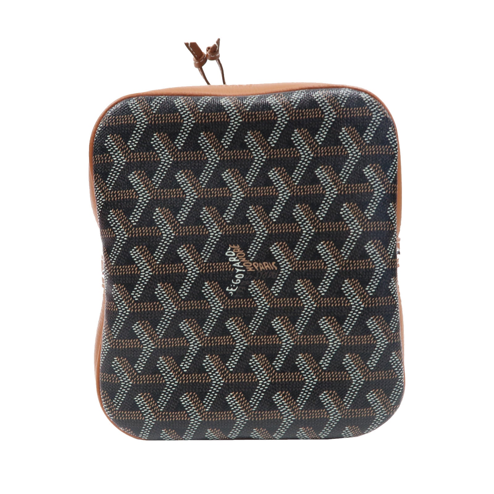 GOYARD 塗層帆布Petit Flot Bucket銀扣肩背袋黑色/啡色