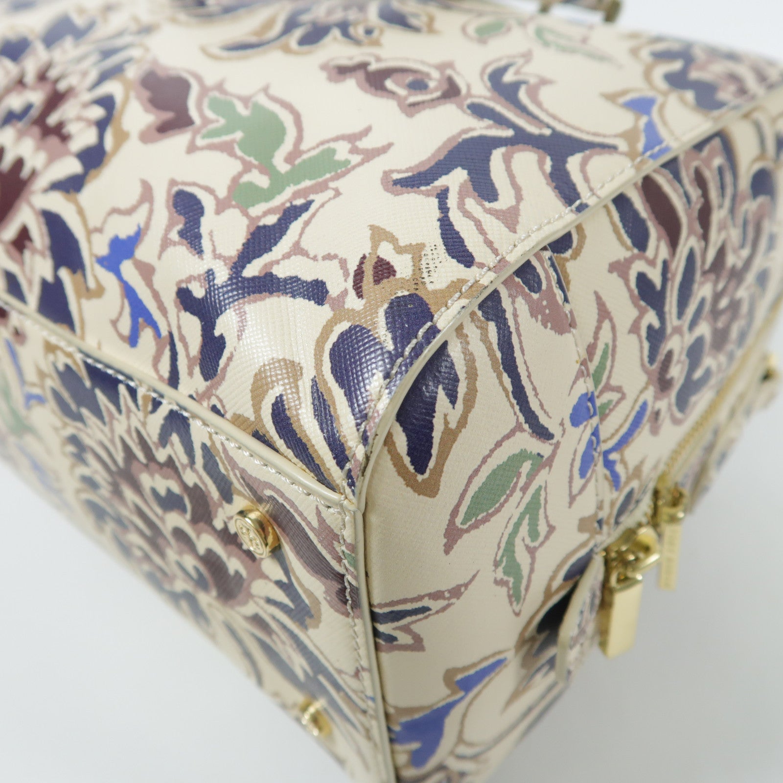 Tory Burch 塗層帆布Shoulder Bag金扣手挽肩背兩用袋