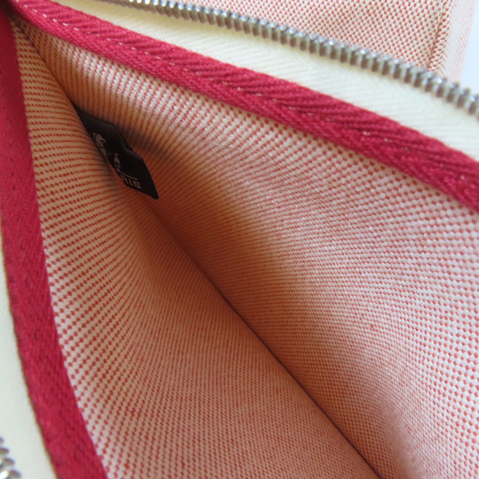 HERMES 帆布Herbag GM 2 Way Shoulder銀扣手挽肩背兩用袋紅色/米色