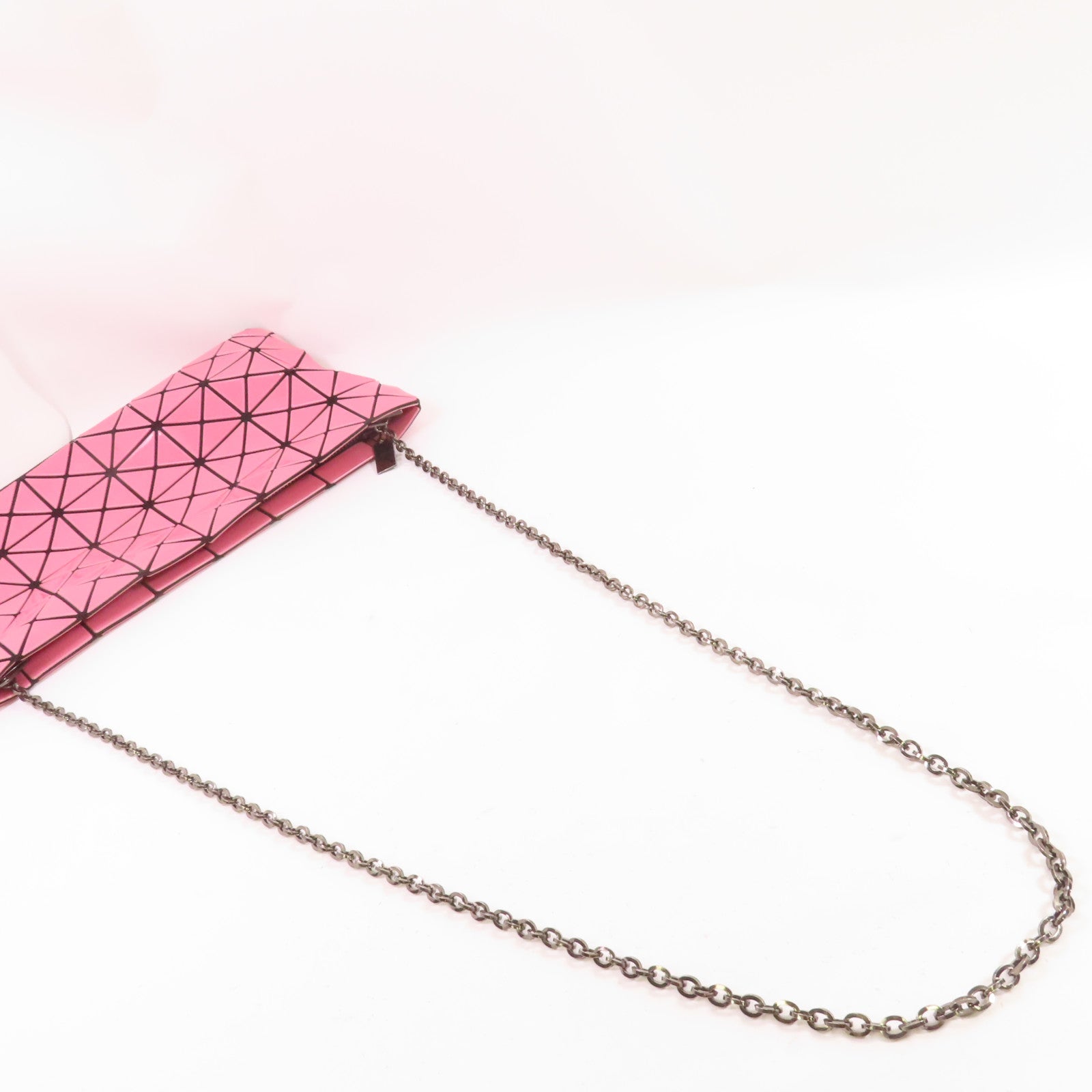 BAO BAO ISSEYMIYAKE PVC Shoulder Bag銀扣鏈帶肩背袋粉紅色