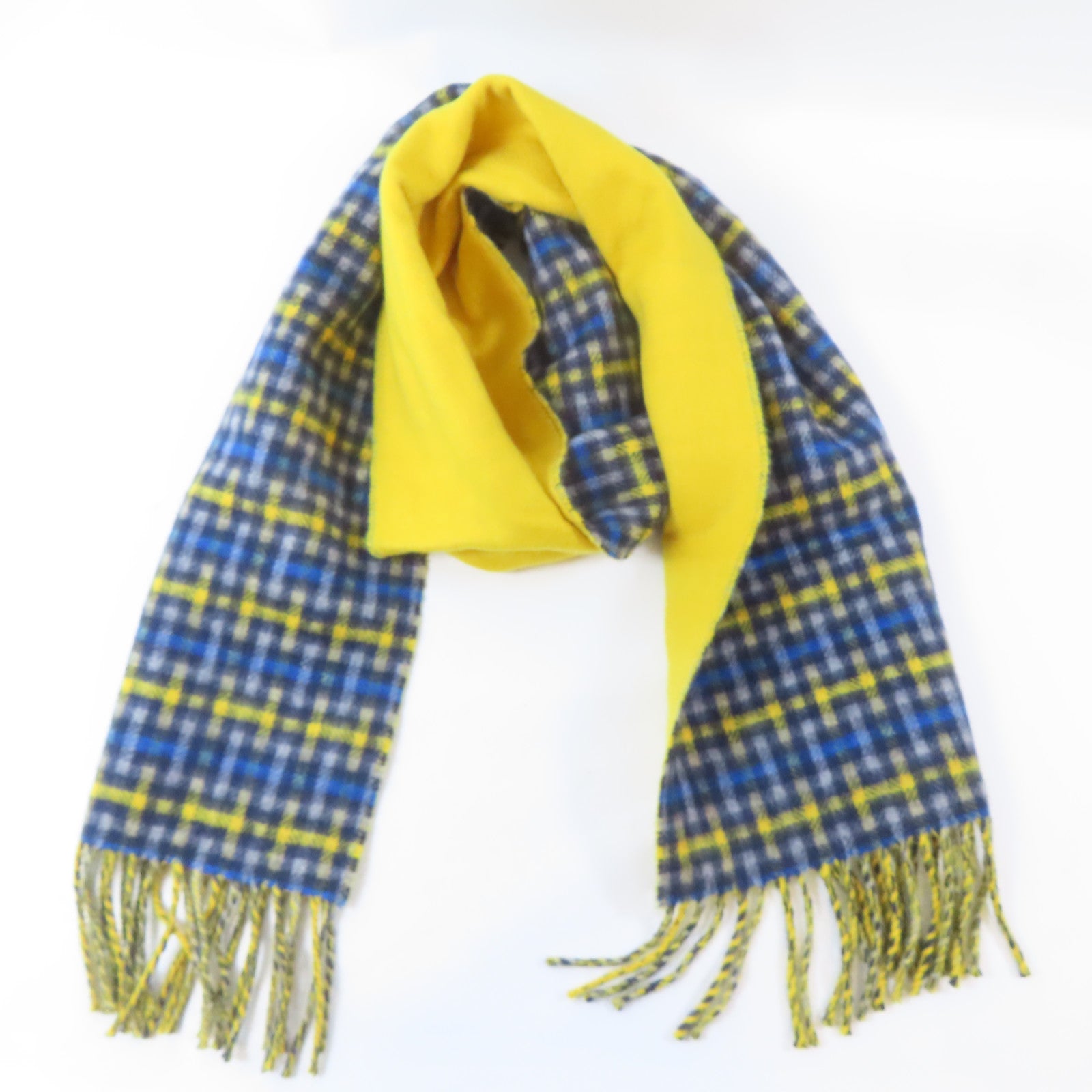 HERMES 羊絨Scarf頸巾藍色/黃色/灰色