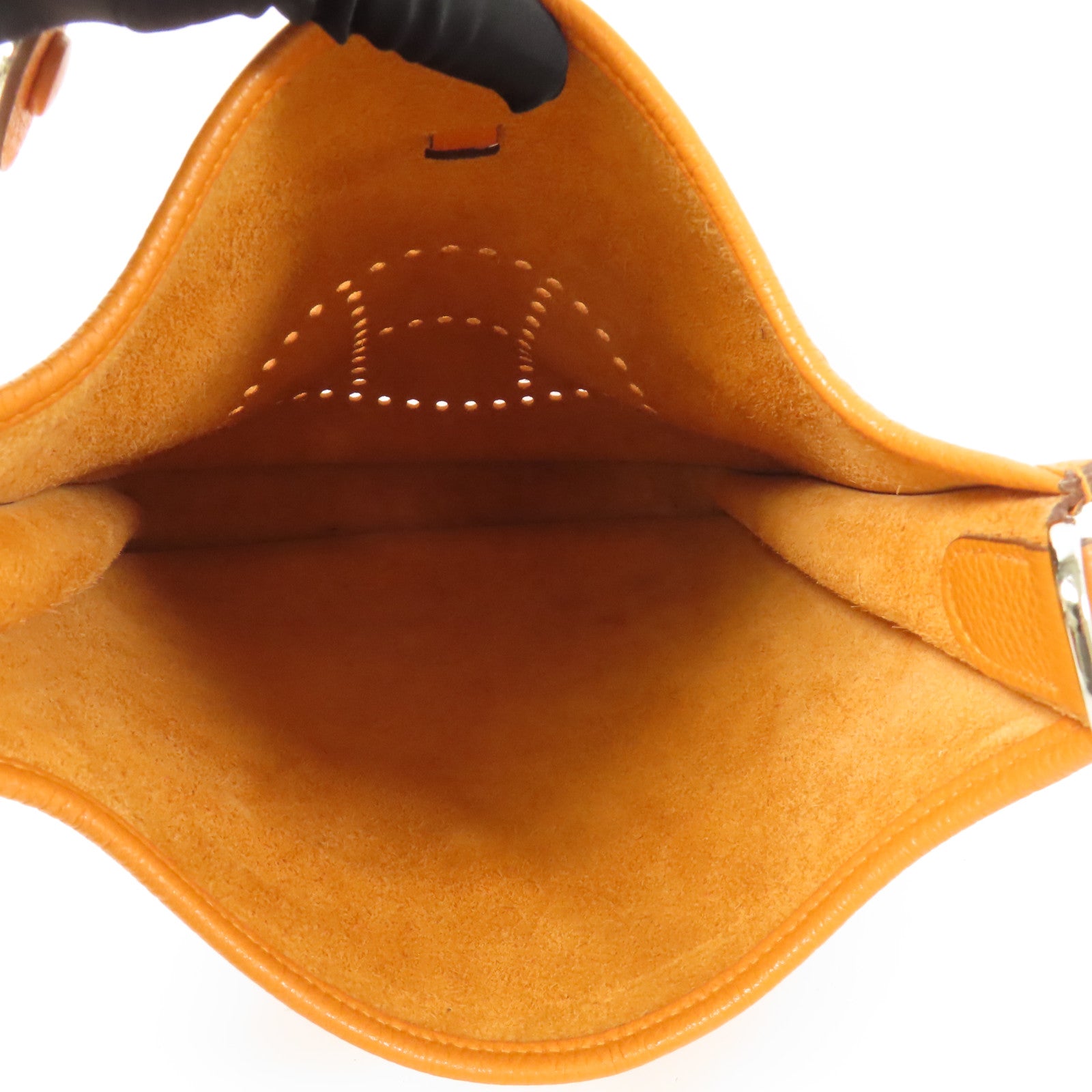 HERMES Clemence皮革Evelyne PM 銀扣肩背袋Orange