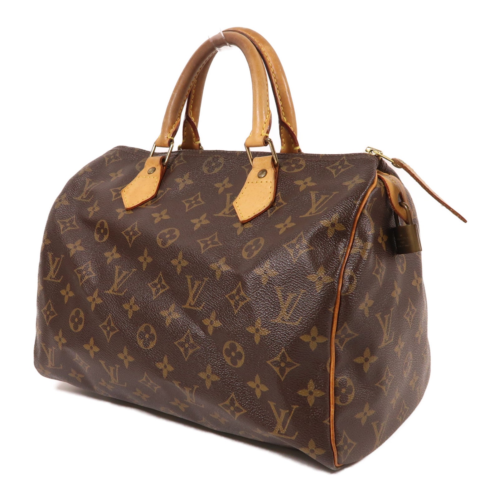 LOUIS VUITTON Monogram Speedy 30金扣手挽袋棕色