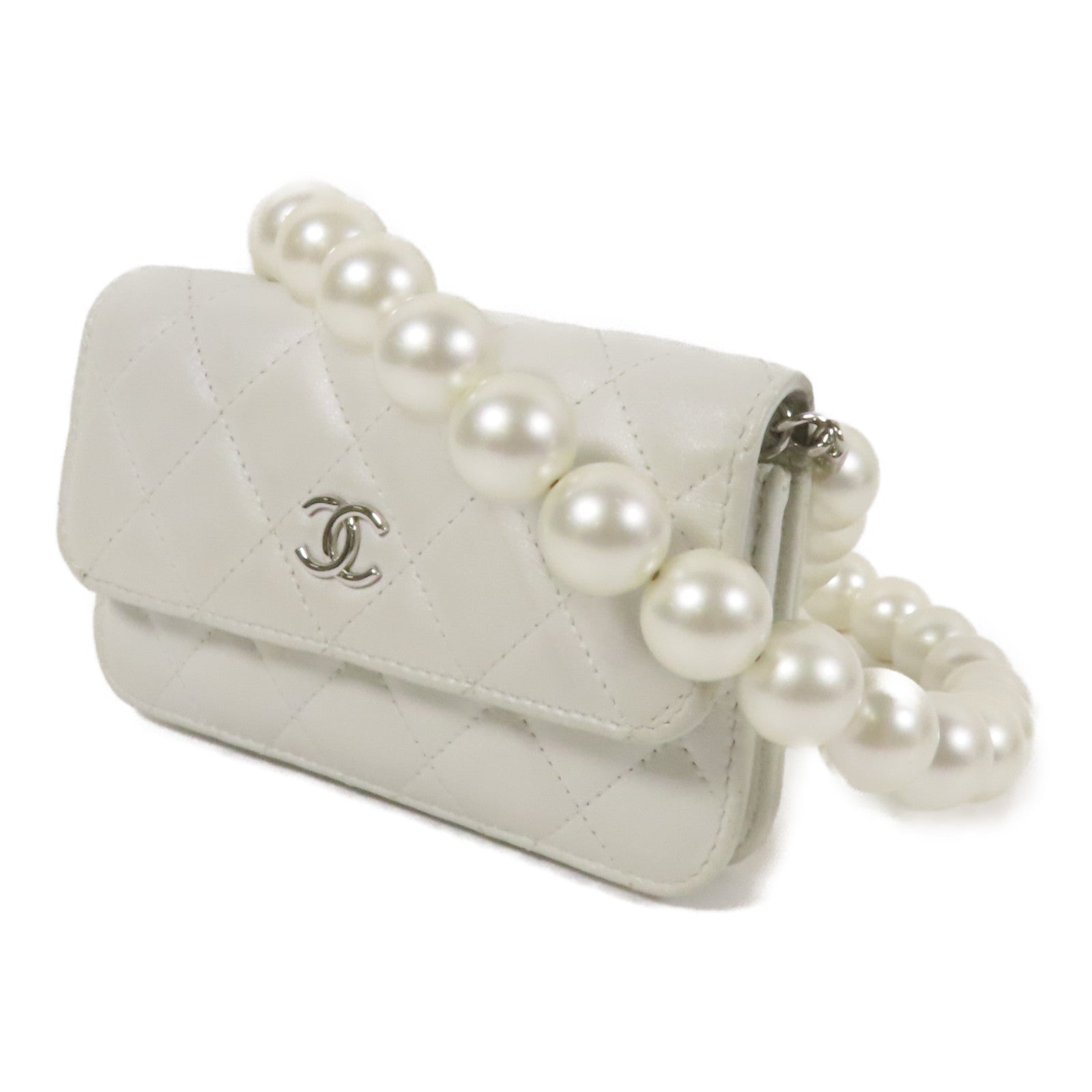 CHANEL 牛皮皮革Shoulder Bag銀扣肩背袋