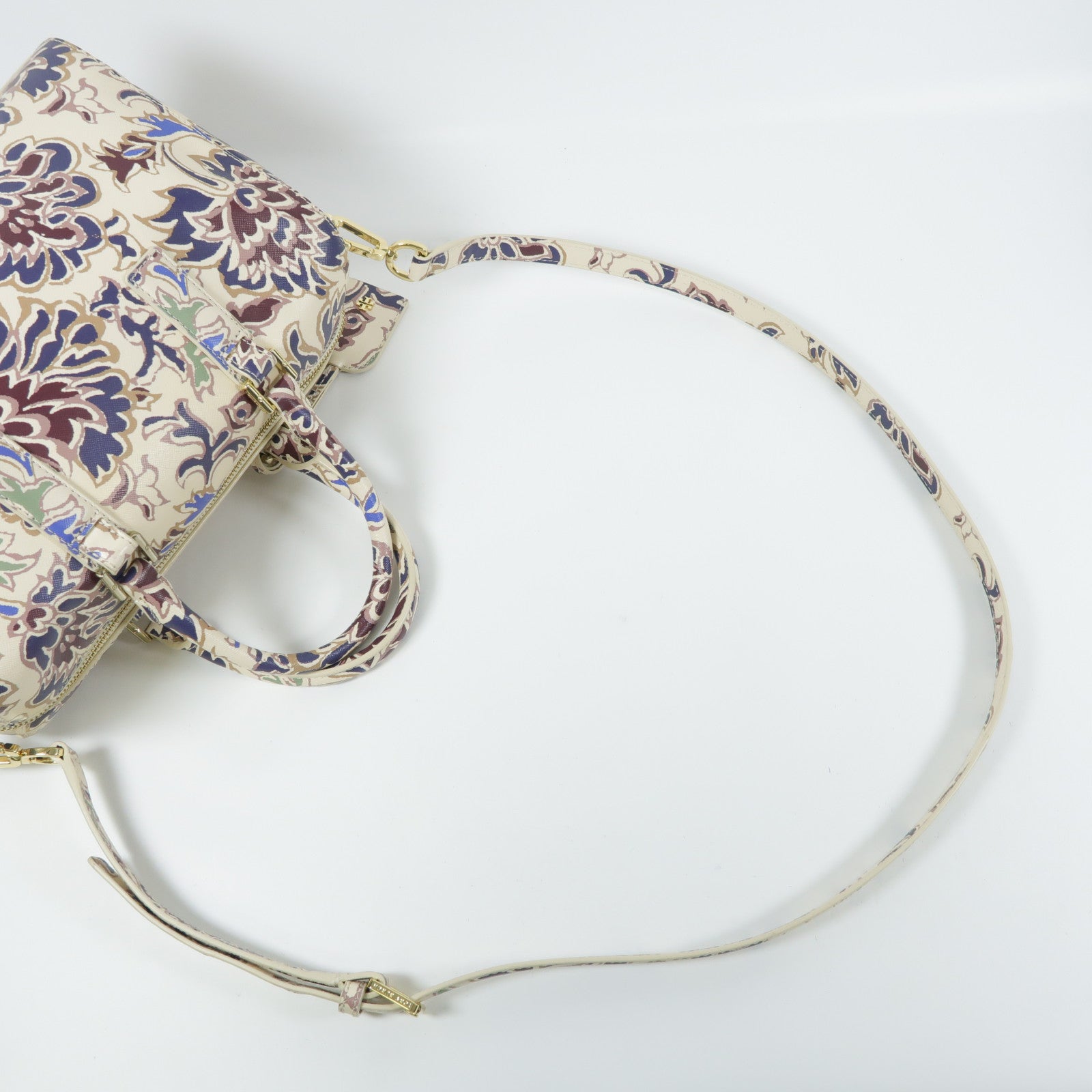 Tory Burch 塗層帆布Shoulder Bag金扣手挽肩背兩用袋