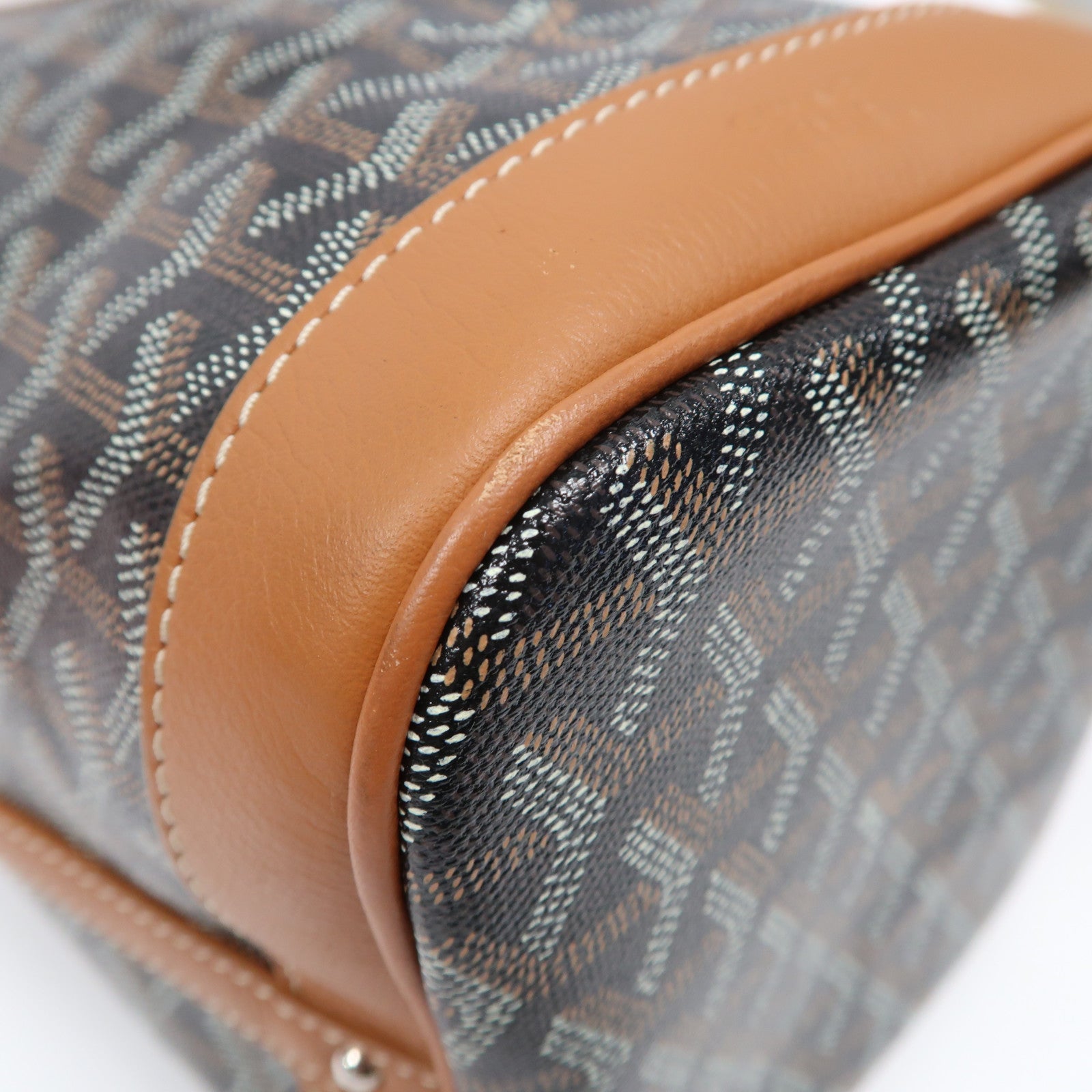 GOYARD 塗層帆布Petit Flot Bucket銀扣肩背袋黑色/啡色