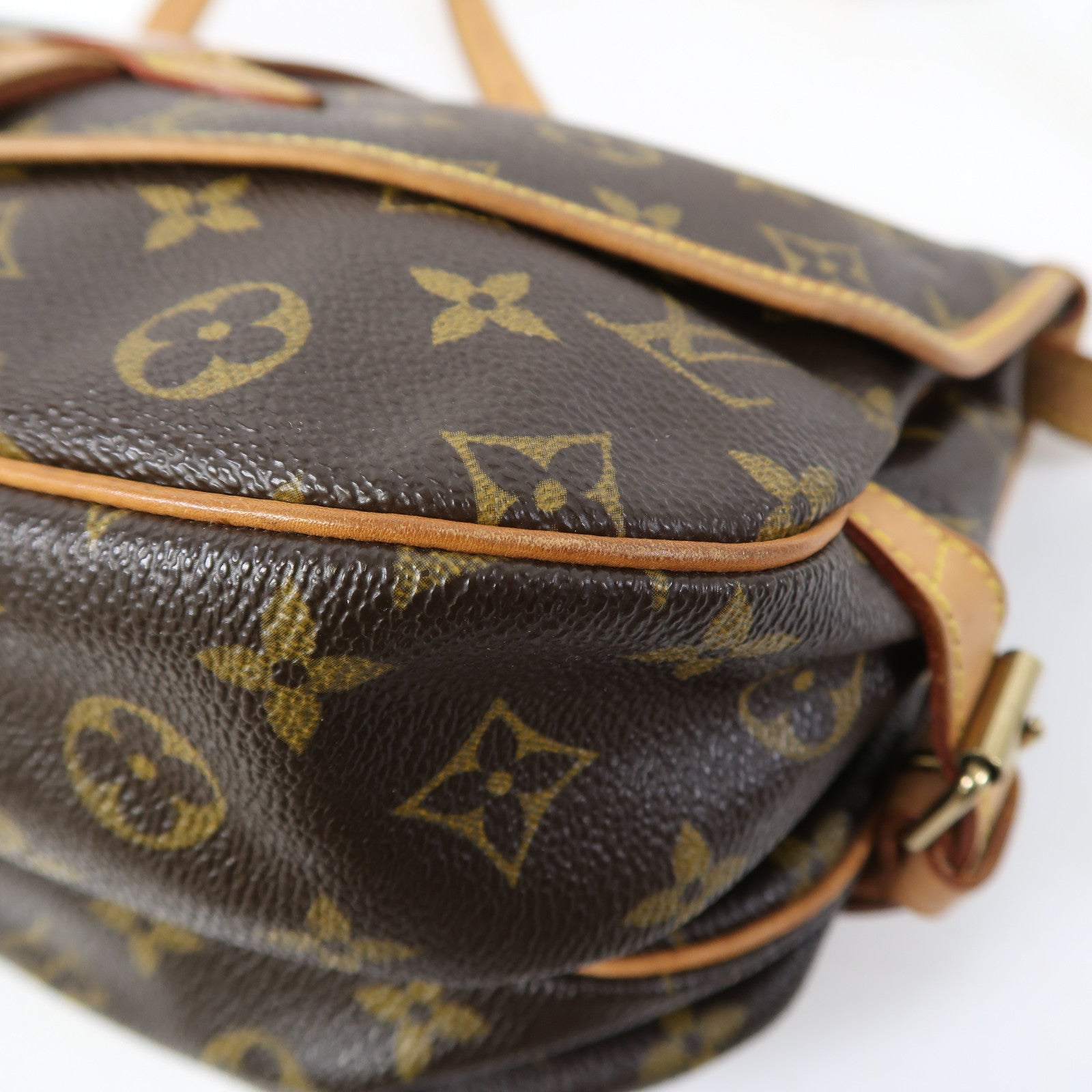LOUIS VUITTON Monogram Saumur 30金扣肩背袋啡色