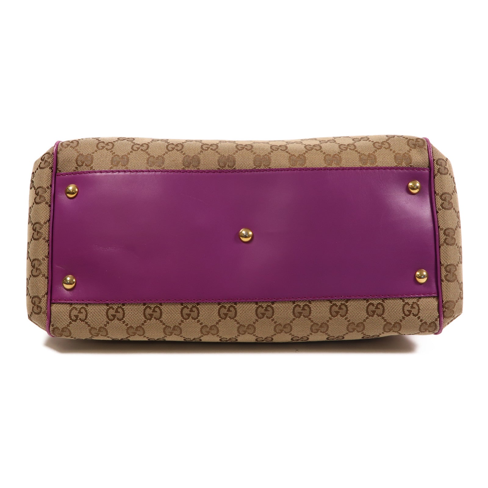 GUCCI 【激減優惠】GUCCI 帆布GG Canvas Scarlett金扣手挽肩背兩用袋紫色/啡色