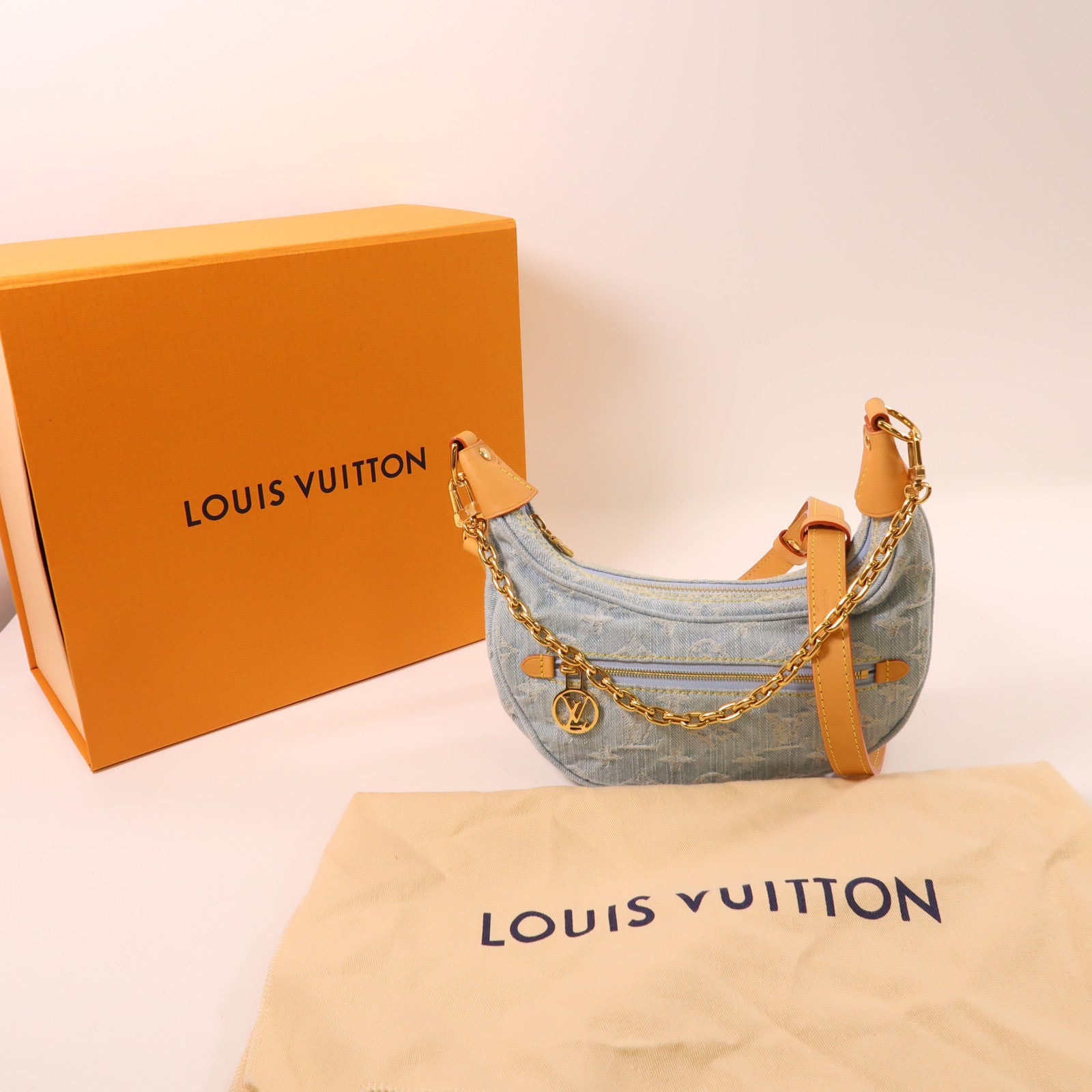 LOUIS VUITTON LV GHW Denim Loop Shoulder Bag M24846 Denim Blue