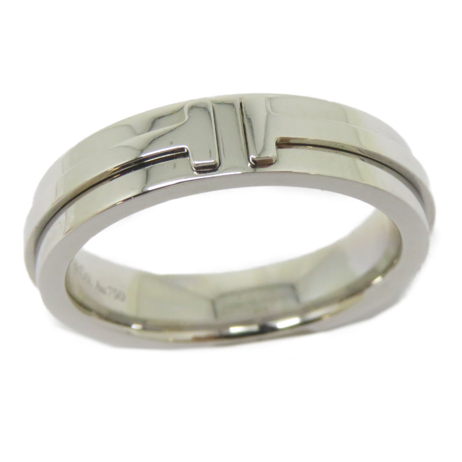 TIFFANY＆CO 18K白金T Two Ring戒指Tiffany#53/US#6.25