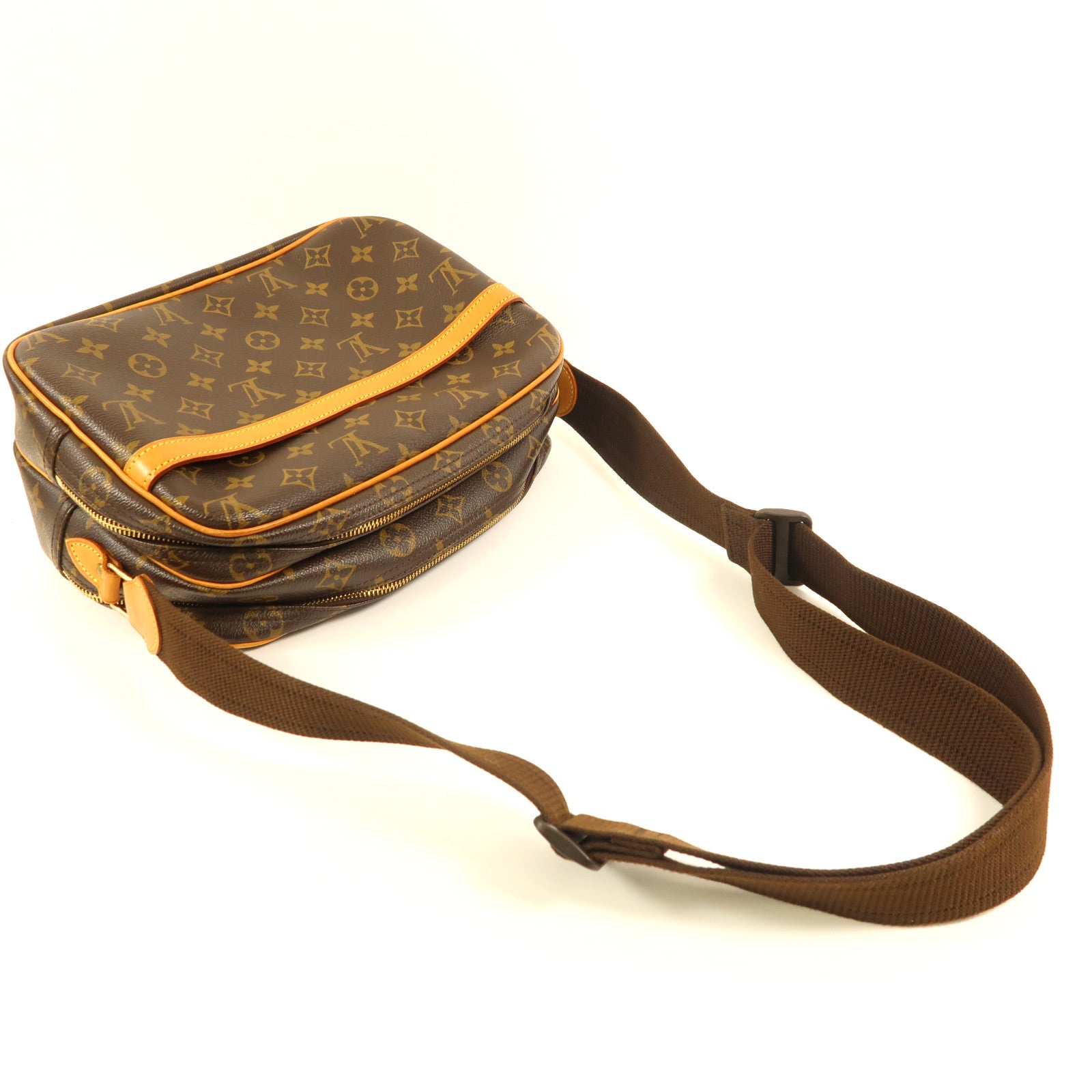 LOUIS VUITTON Monogram Reporter PM金扣肩背袋棕色