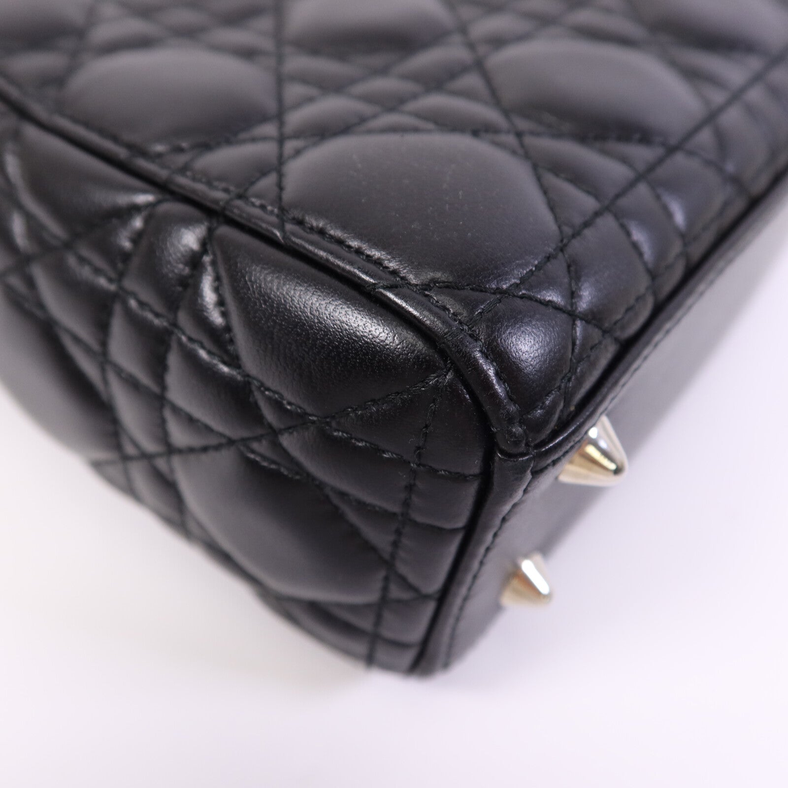 Dior 羊皮皮革Lady Dior銀扣手挽肩背兩用袋