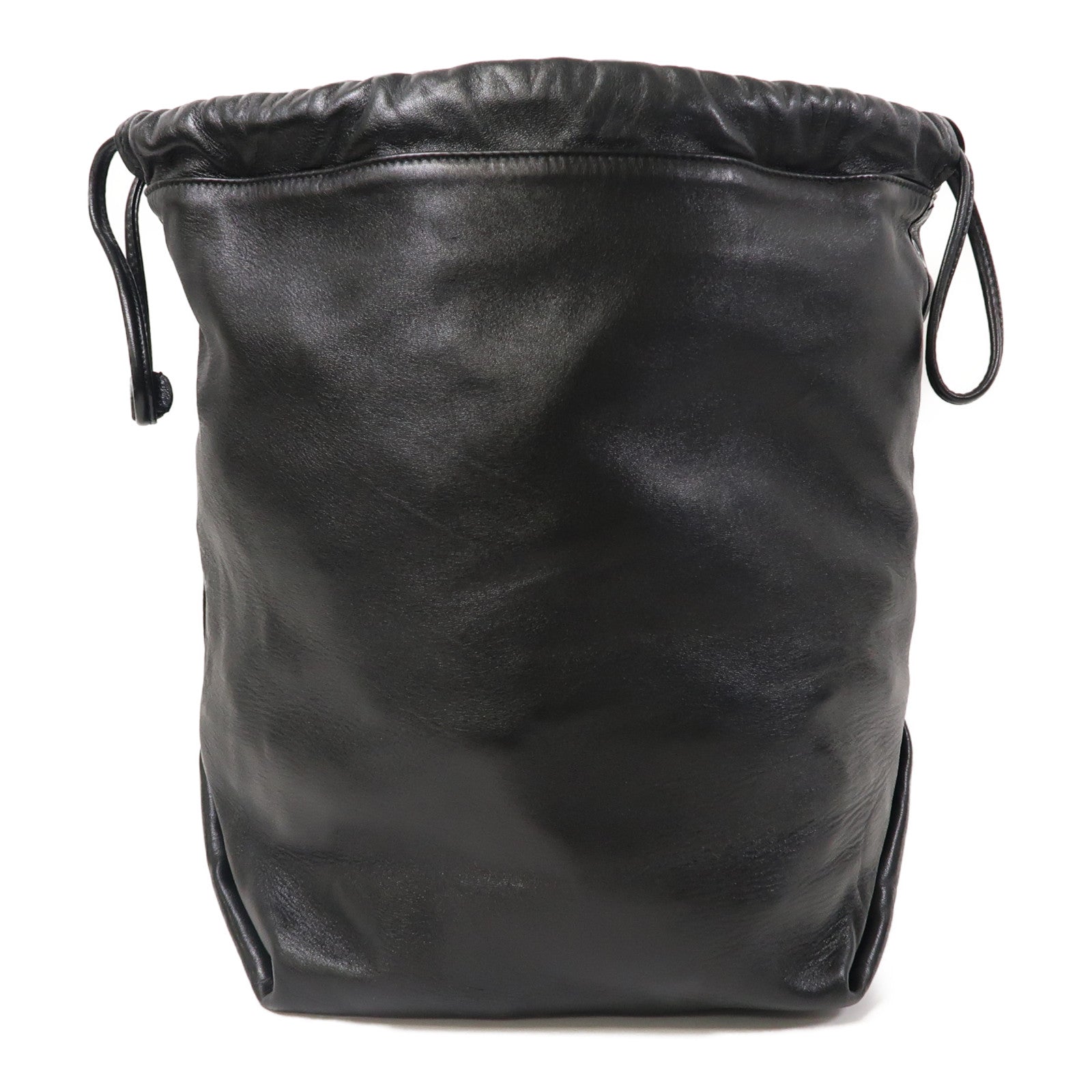 YVES SAINT LAURENT 皮革Bucket Bag銀扣鏈帶肩背袋黑色