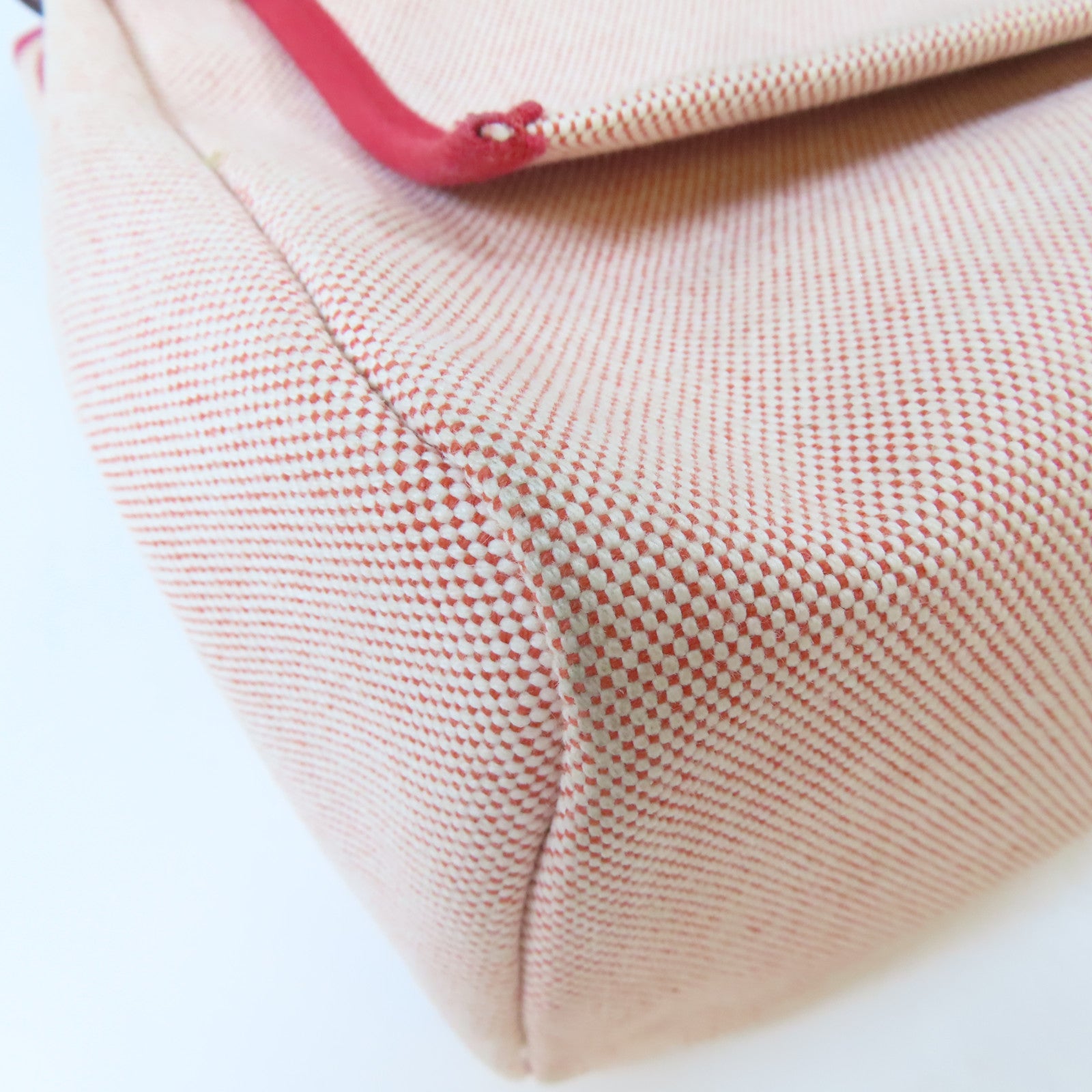 HERMES 帆布Herbag GM 2 Way Shoulder銀扣手挽肩背兩用袋紅色/米色
