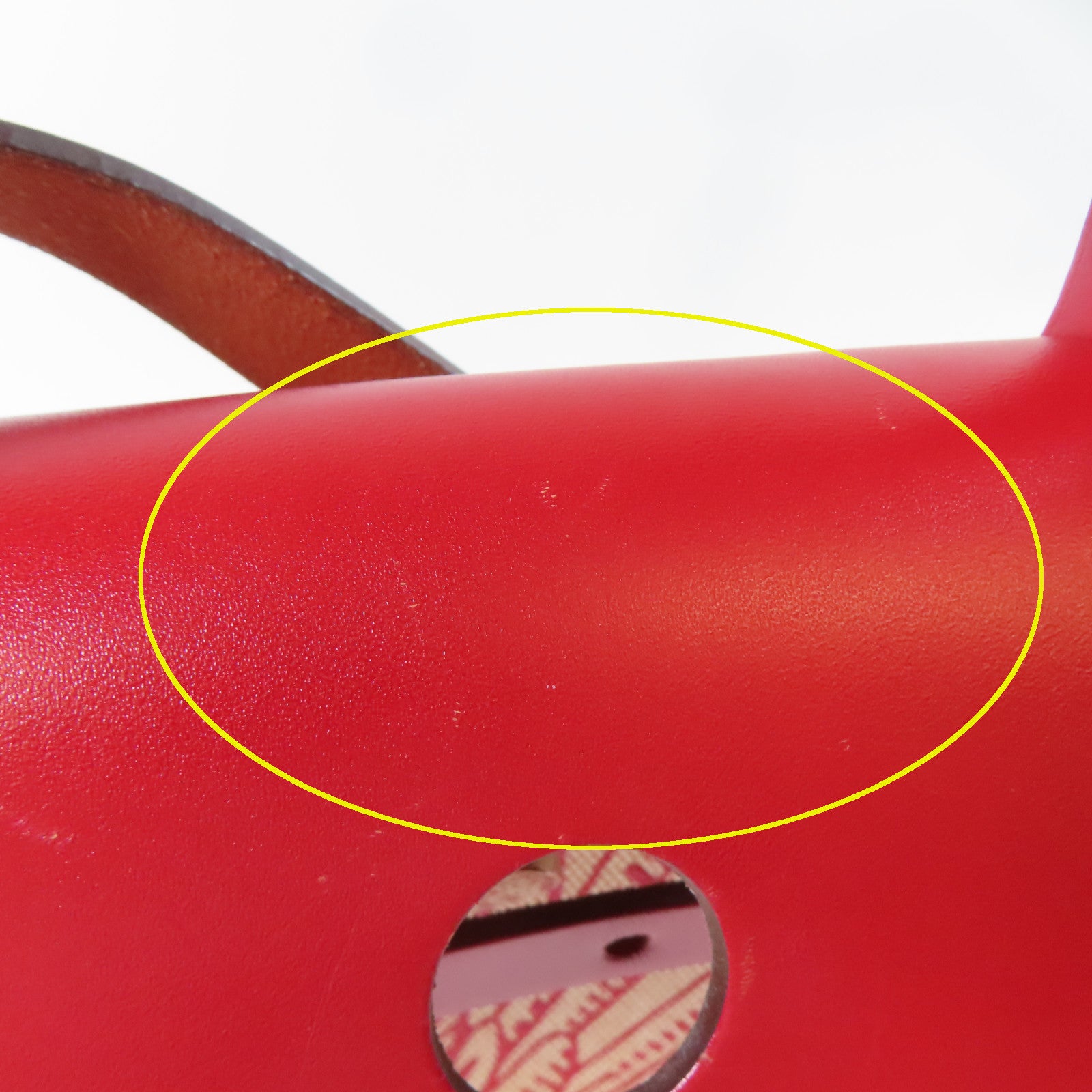 HERMES 帆布Herbag GM 2 Way Shoulder銀扣手挽肩背兩用袋紅色/米色