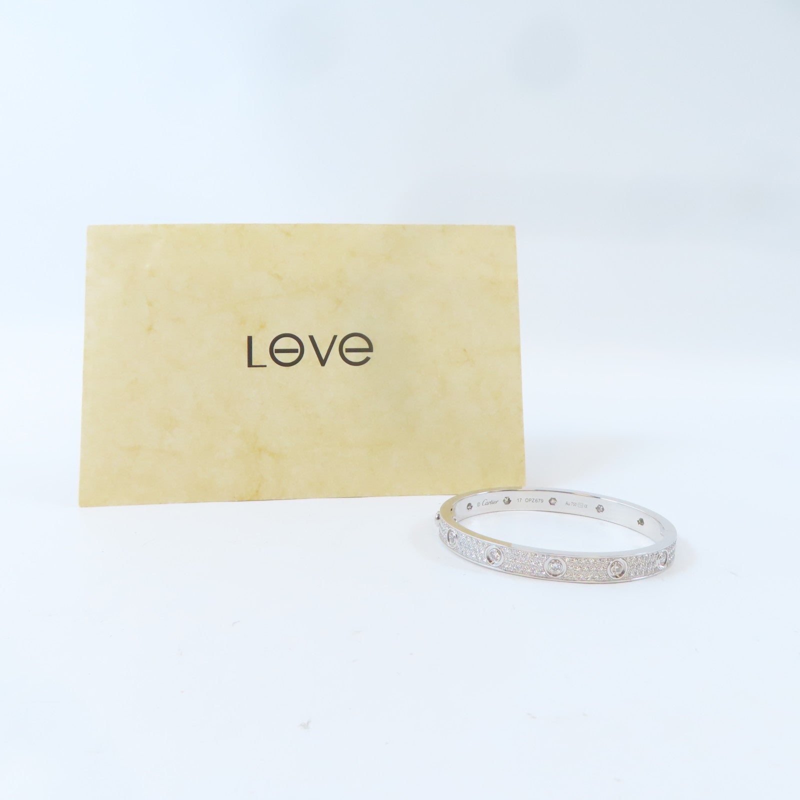CARTIER 【激減優惠】18K白金Love Bracelet鑽石手鐲Cartier#17/#16.25cm