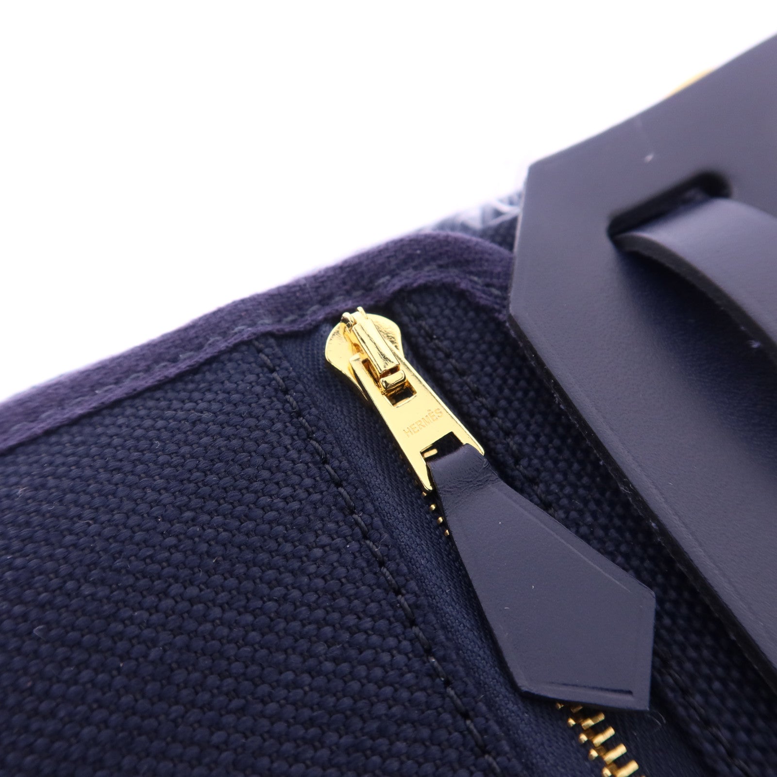 HERMES Toile H帆布Mini Herbag金扣肩背袋Bleu Indigo