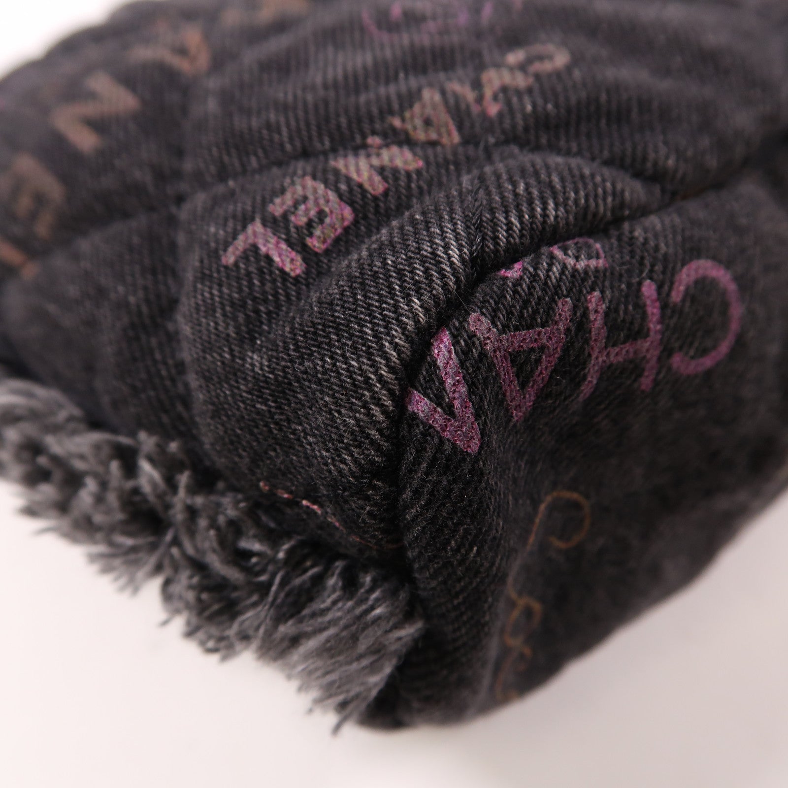 CHANEL 牛仔布Bucket Bag金扣鏈帶肩背袋