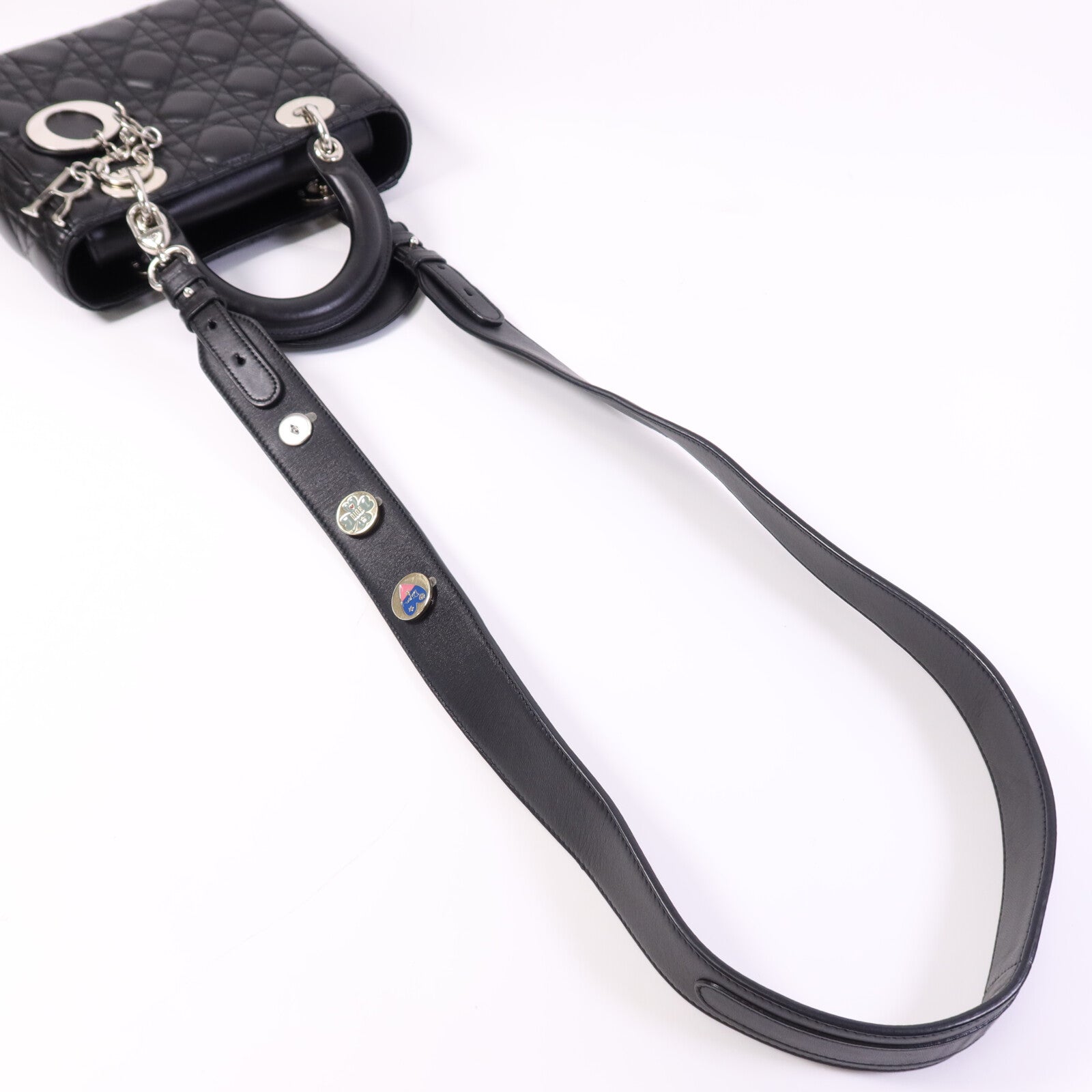 Dior 羊皮皮革Lady Dior銀扣手挽肩背兩用袋