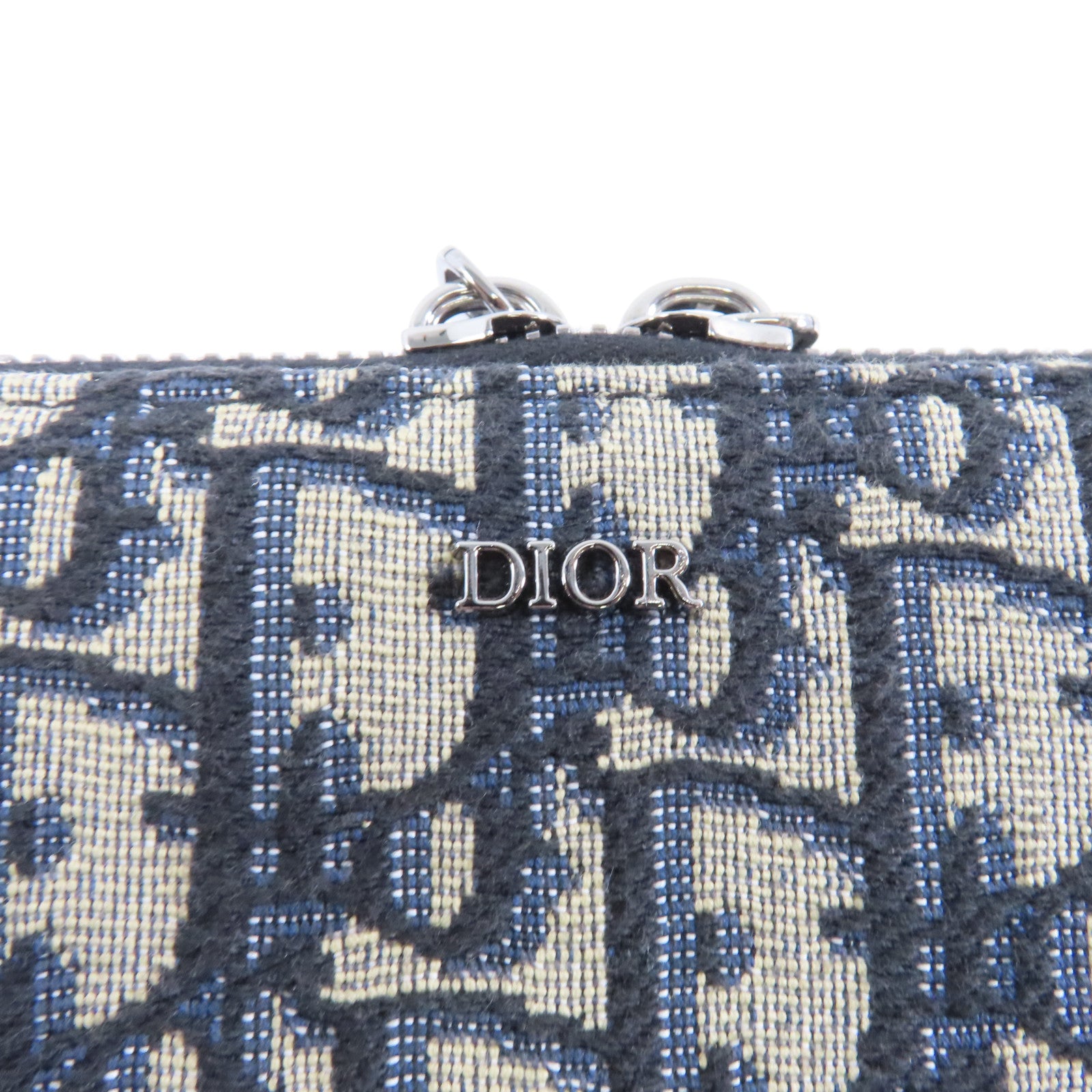 Dior 帆布Zipped Pouch With Strap銀扣肩背袋藍色