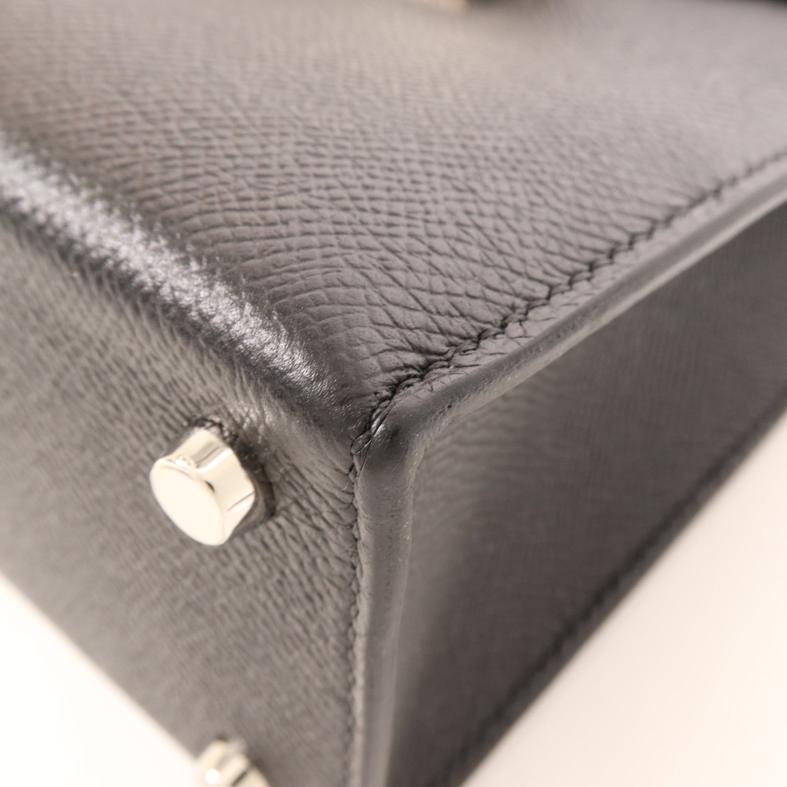HERMES Epsom皮革Verrou 23銀扣肩背袋Noir