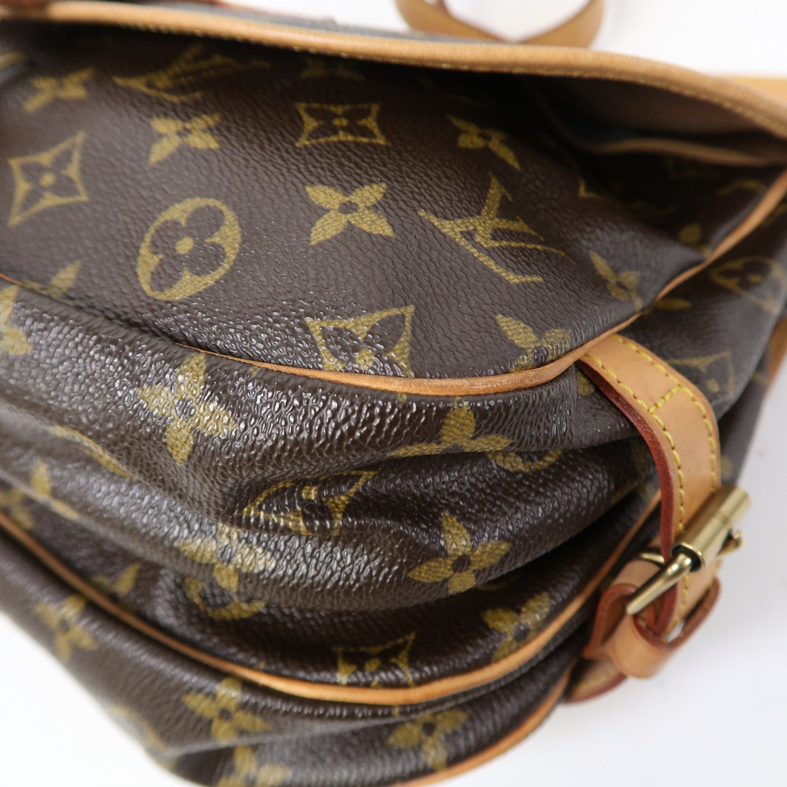 LOUIS VUITTON Monogram Saumur 30金扣肩背袋啡色