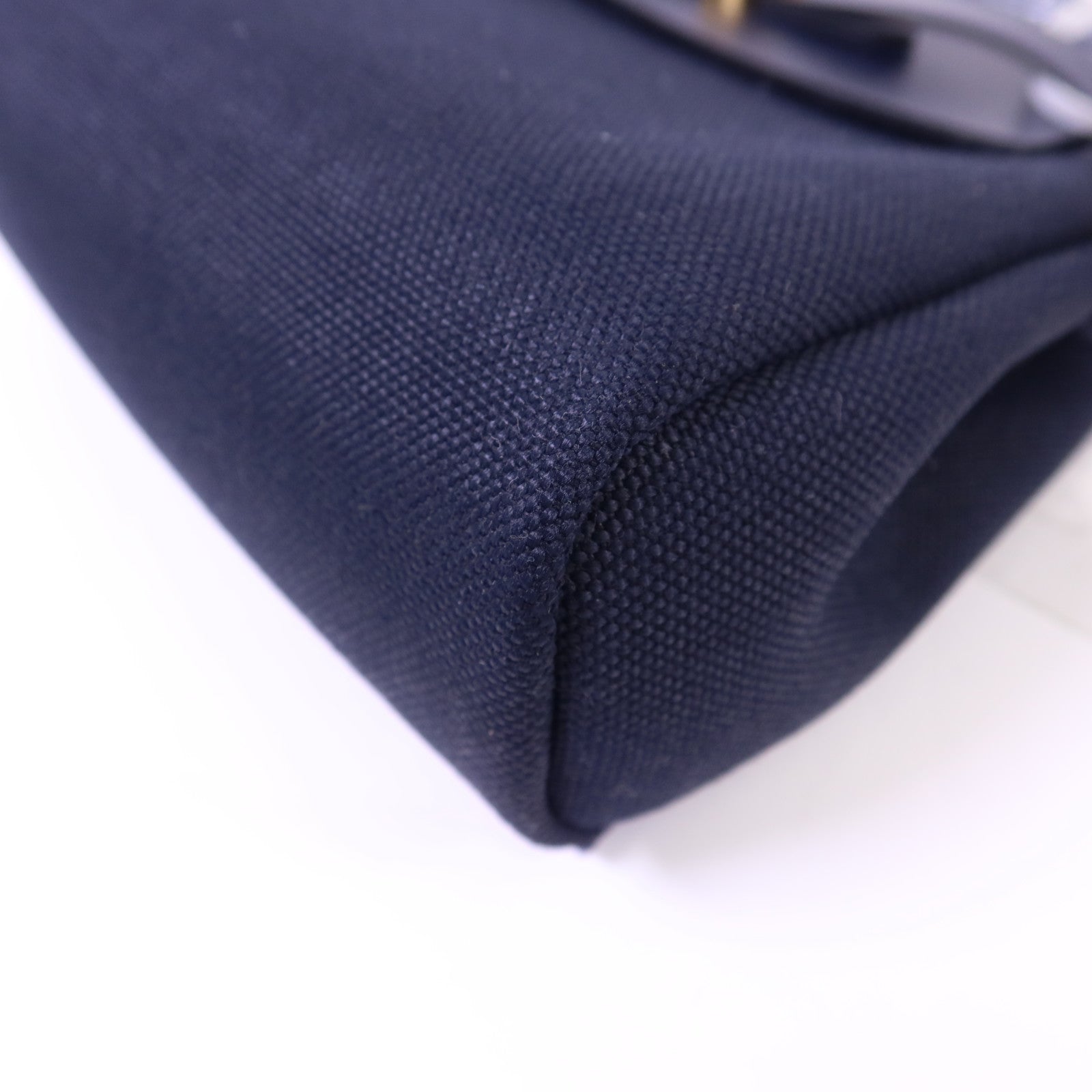 HERMES Toile H帆布Mini Herbag金扣肩背袋Bleu Indigo