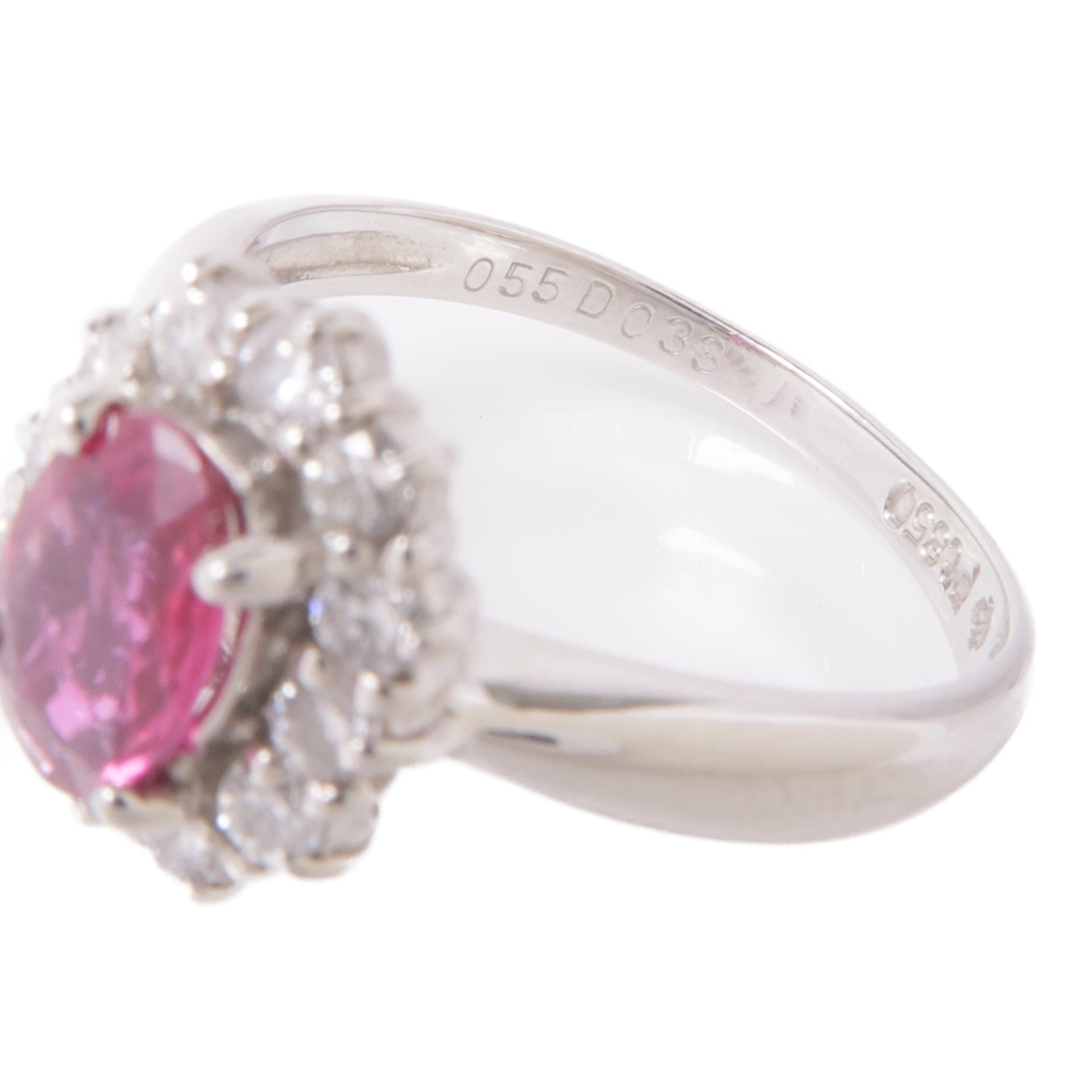 JEWELRY PT850鉑金Ruby/Diamond Ring紅寶石/鑽石戒指US#5.75