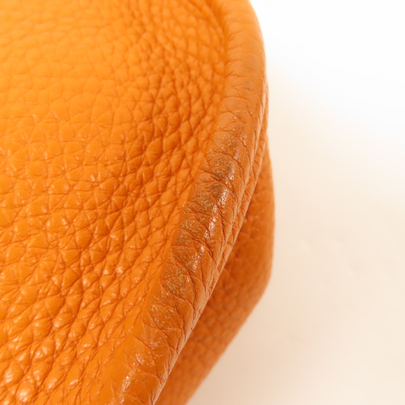 HERMES Clemence皮革Evelyne PM 銀扣肩背袋Orange